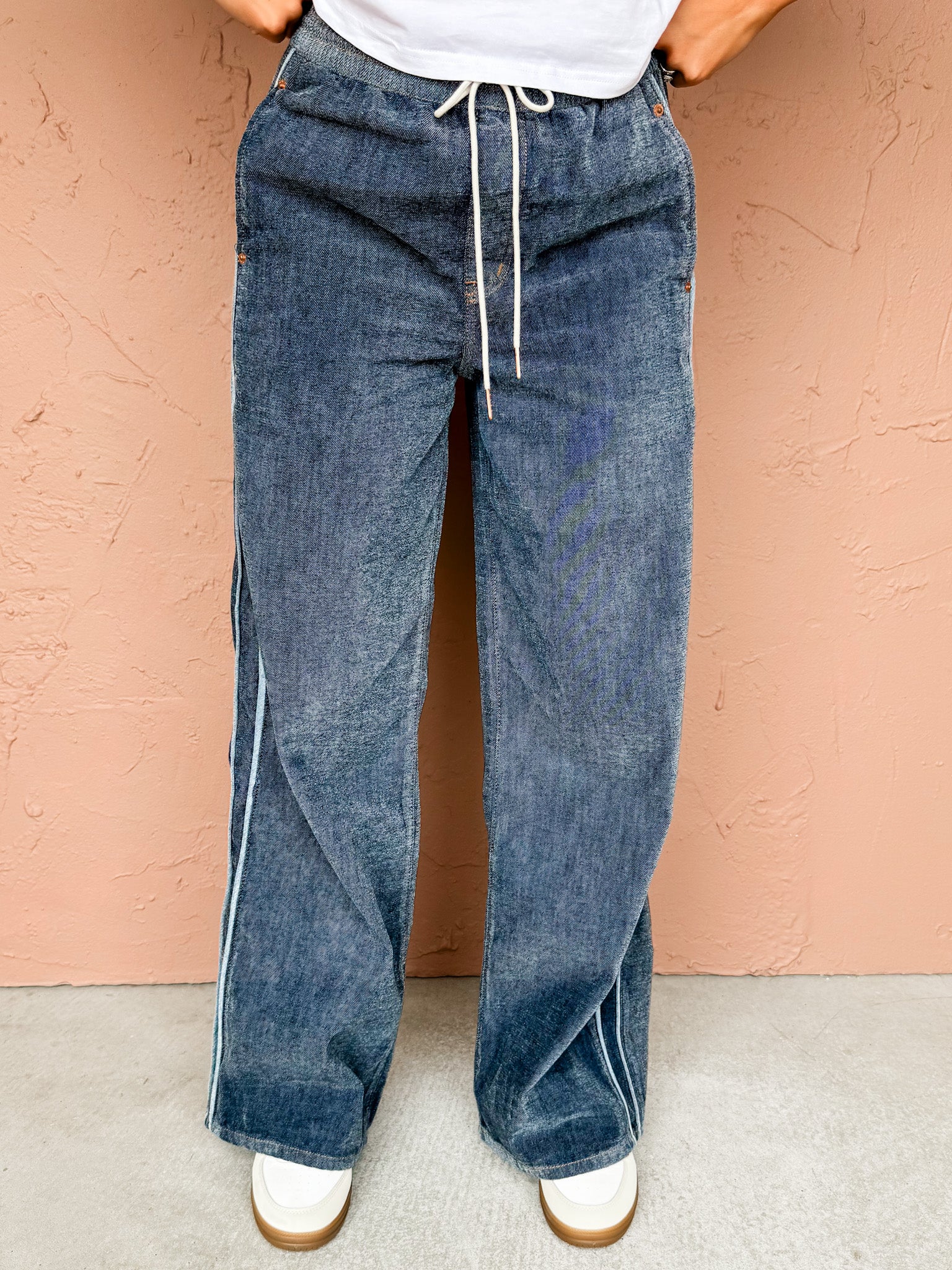 [Daze] The Cozy Jean Wide Leg Pull On-Sky Whisper