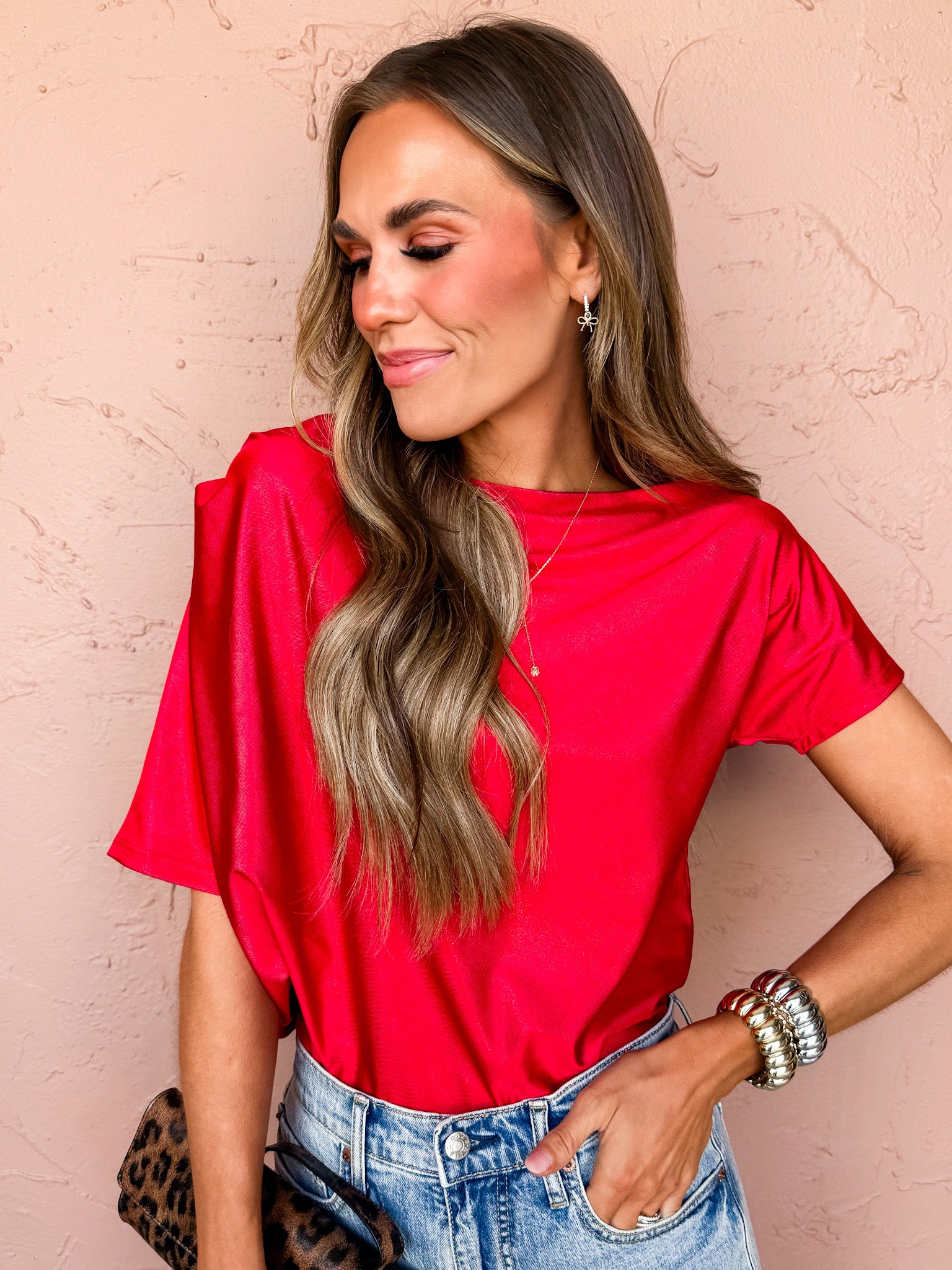 Alora One Shoulder Top-Red