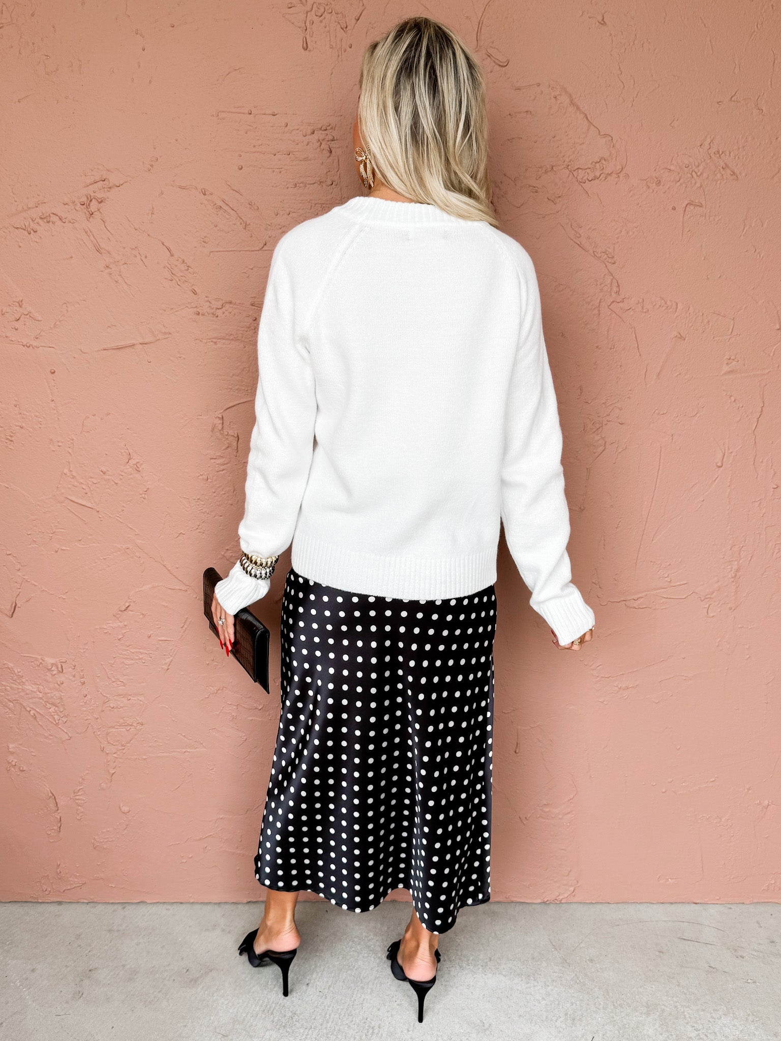 Aniston Slip Midi Skirt-Polka Dot