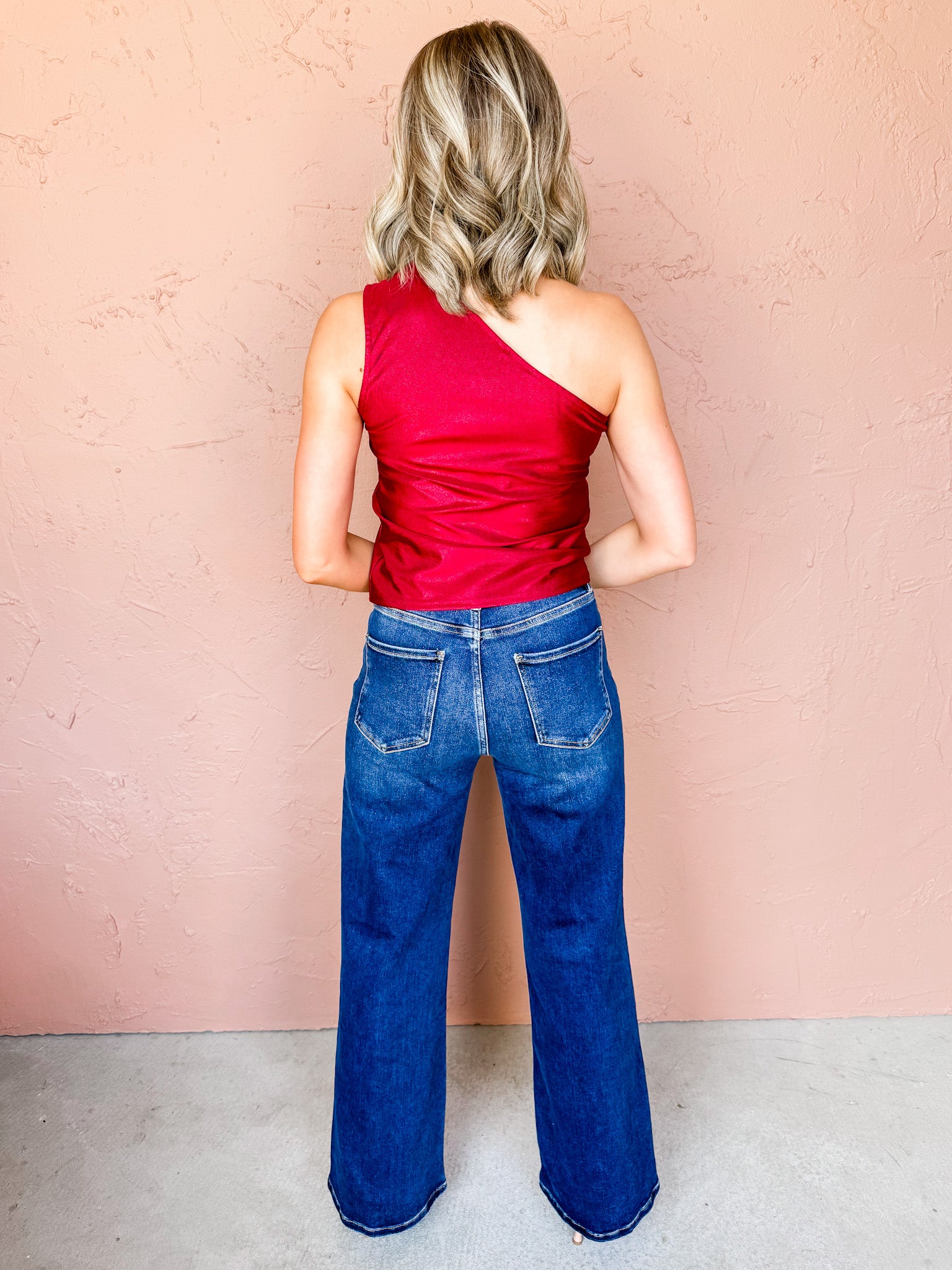 Areum One Shoulder Top-Burgundy