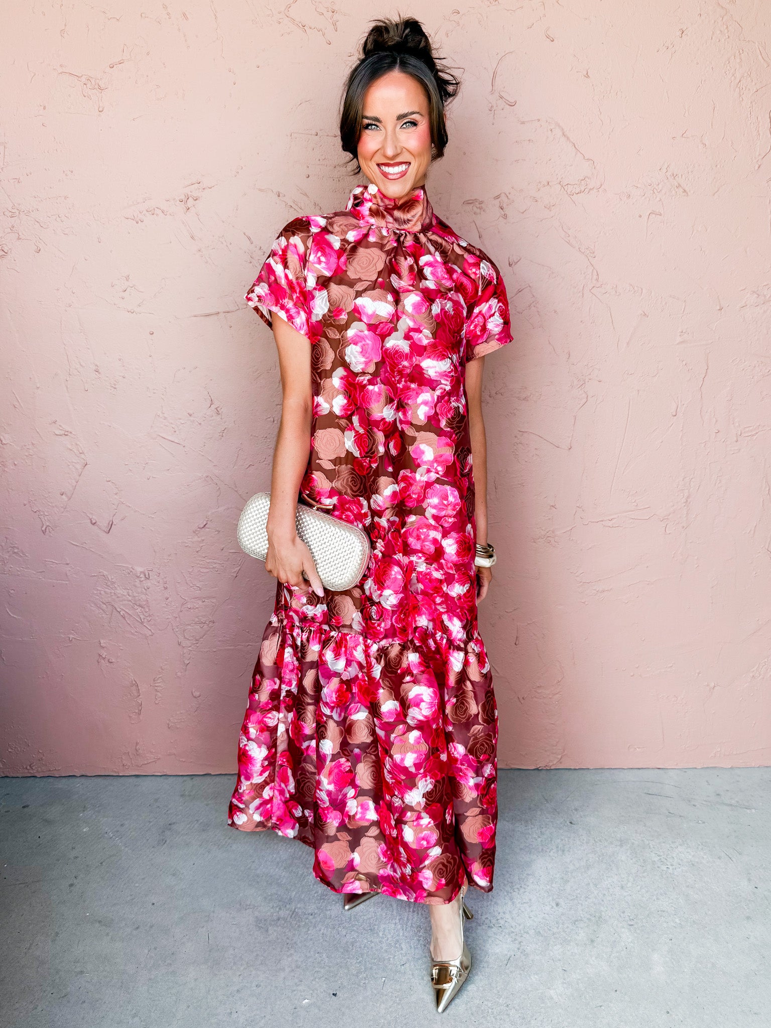 Mable Floral Mock Neck Maxi Dress