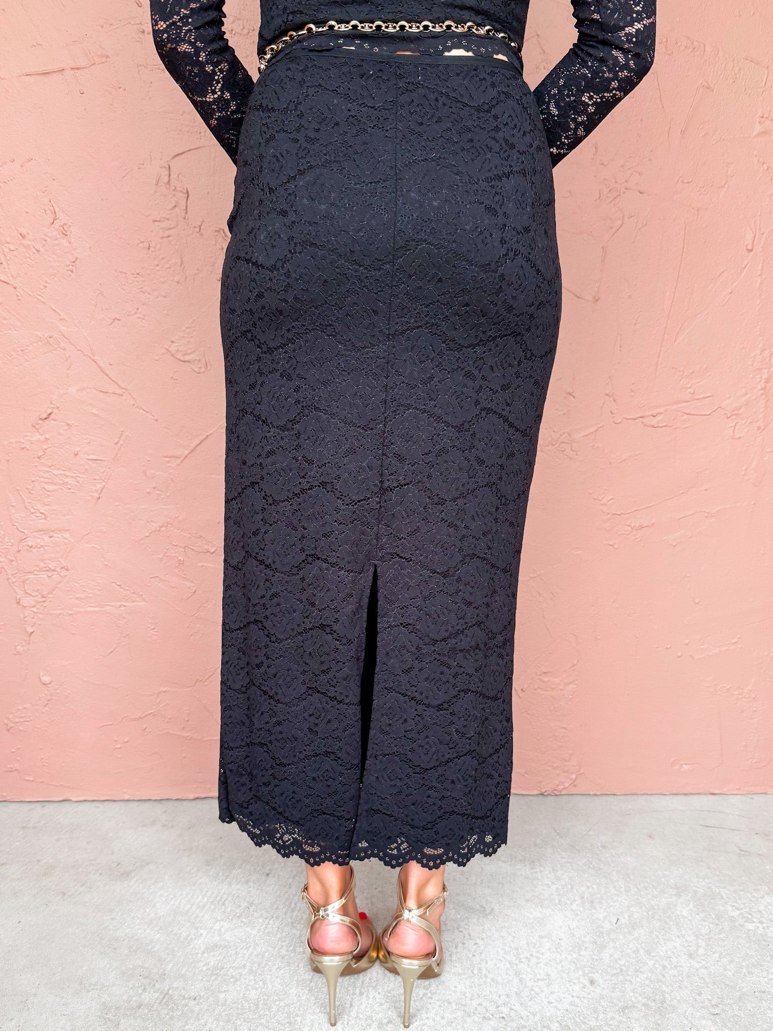 [Z Supply] Via Lace Midi Skirt-Black