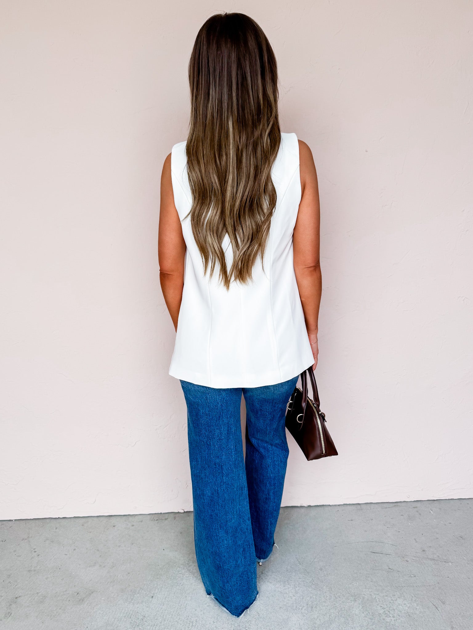Alyse Open Front Vest-Off White