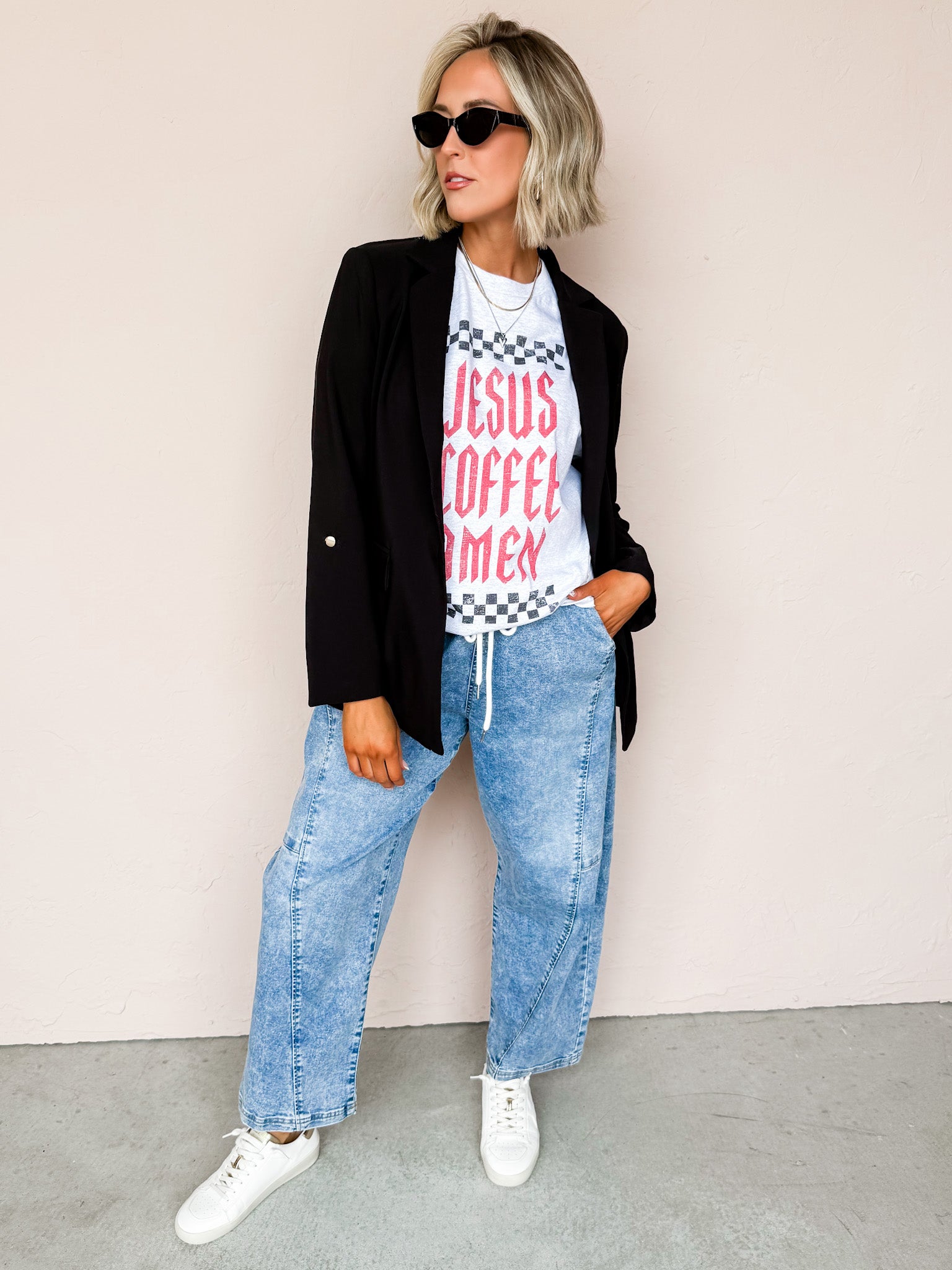 Bakersfield Elastic Band Slouchy Cropped Barrel Jeans