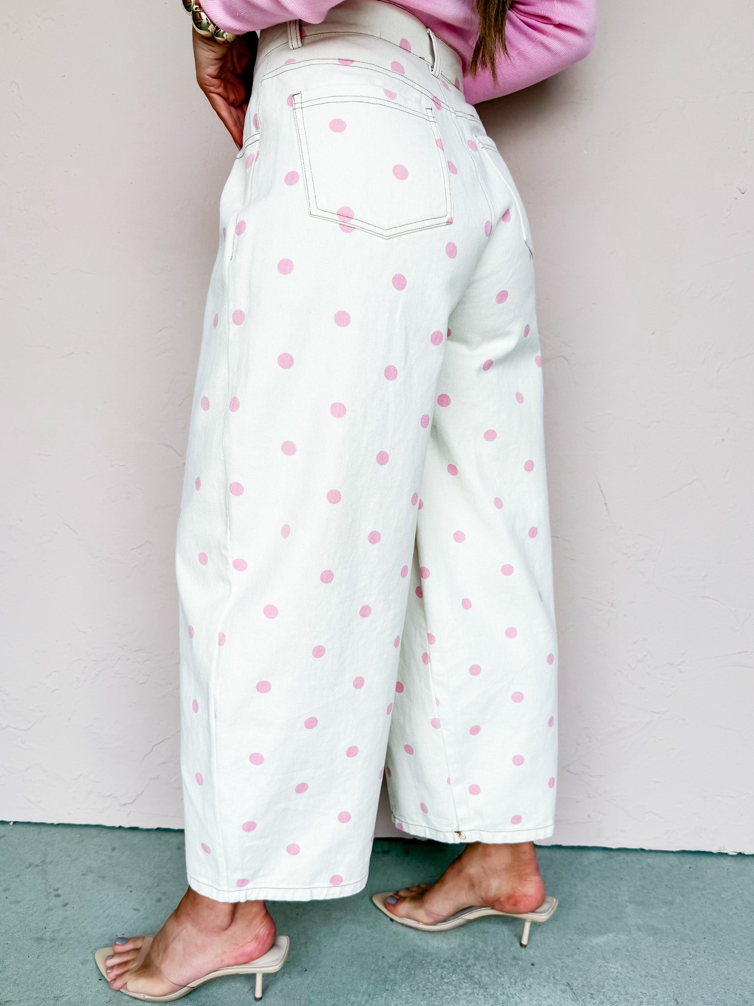 Casen Polka Dot Wide Leg Denim Pants