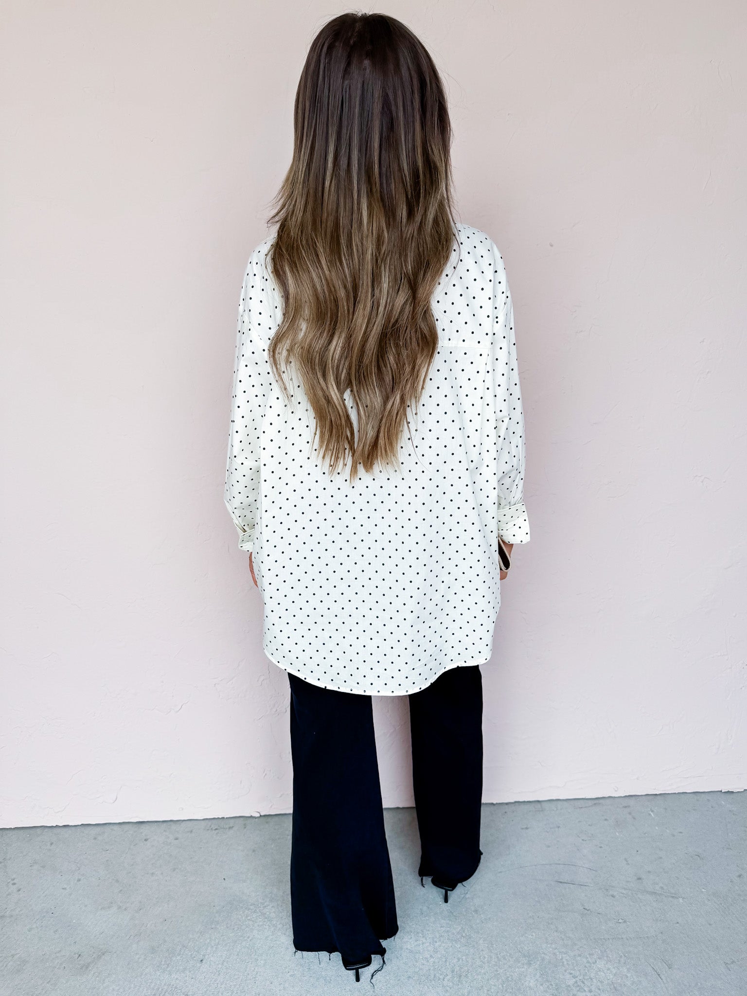 Laney Polka Dot Button Down Top-Ivory