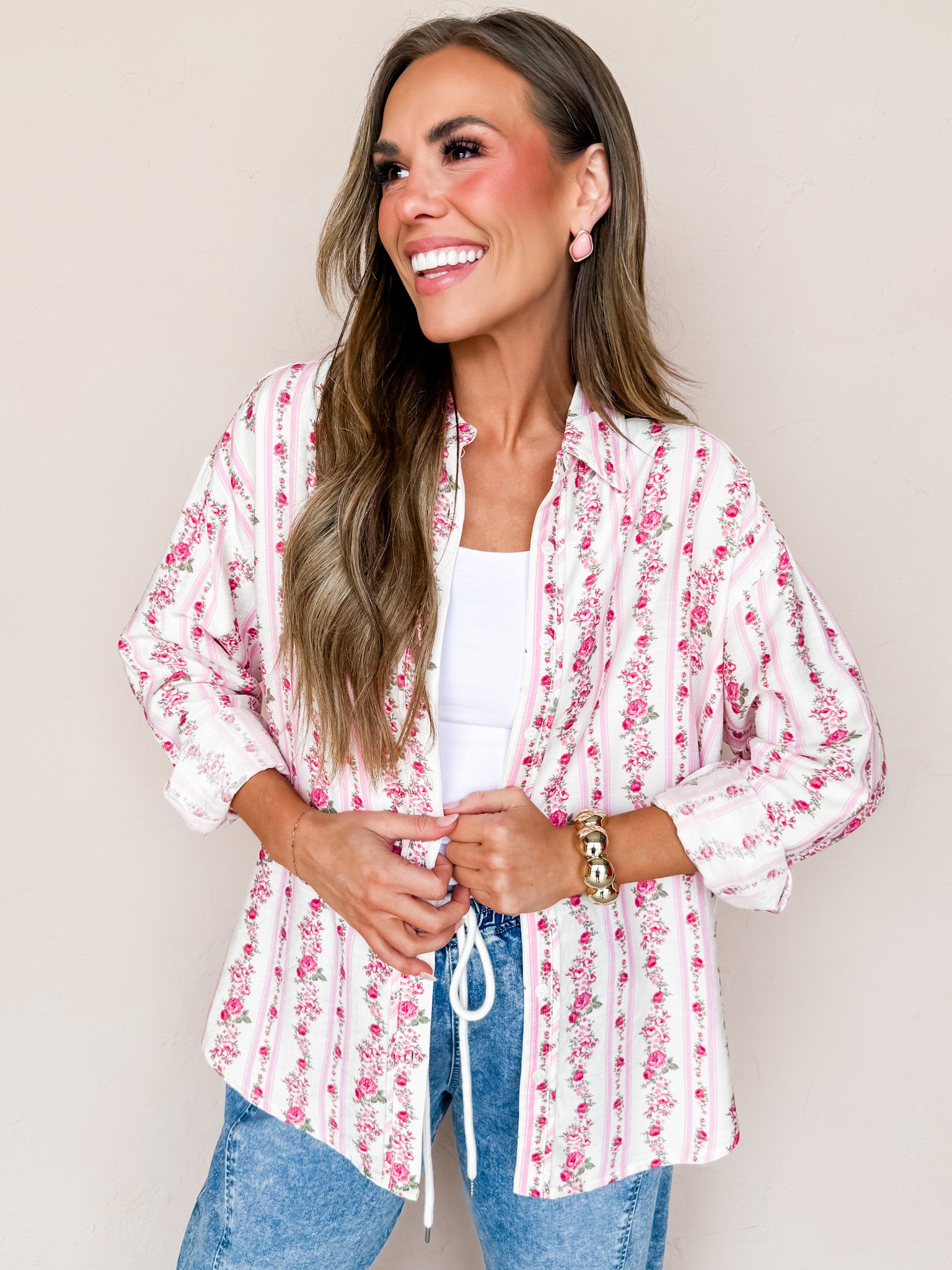 Lauren Floral Button Front Top
