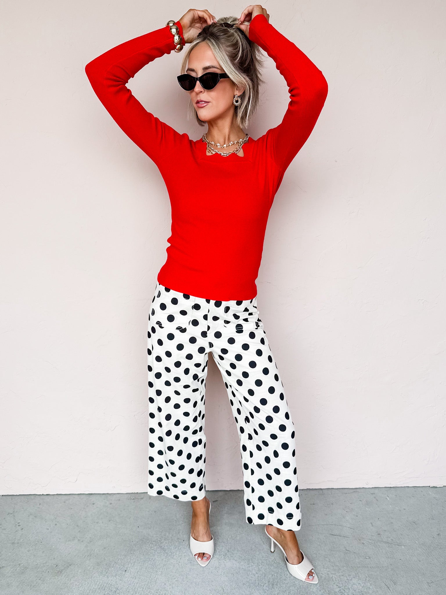 Makena Long Sleeve Top-Red