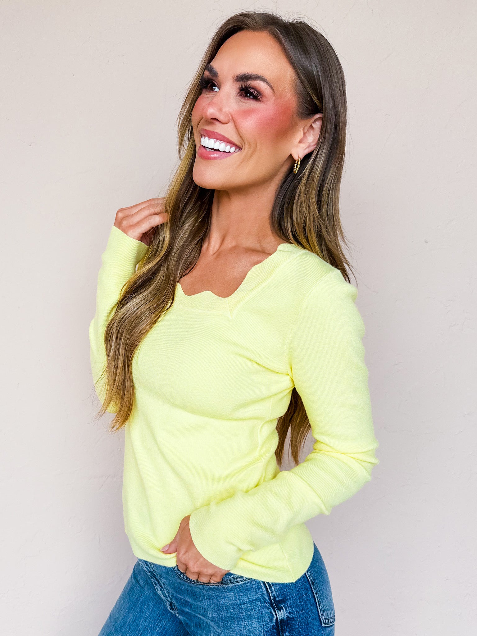 Makena Long Sleeve Top-Yellow