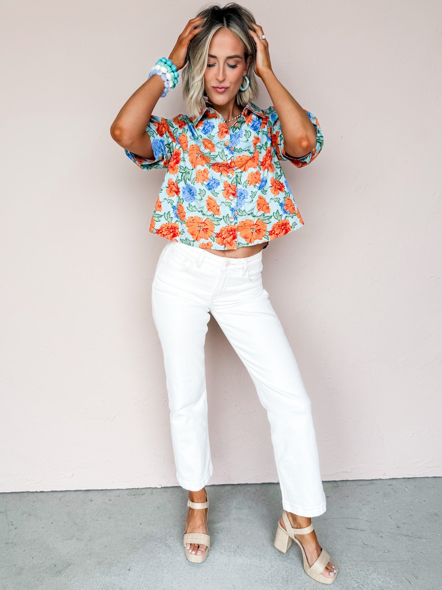 Mollie Floral Button Front Top