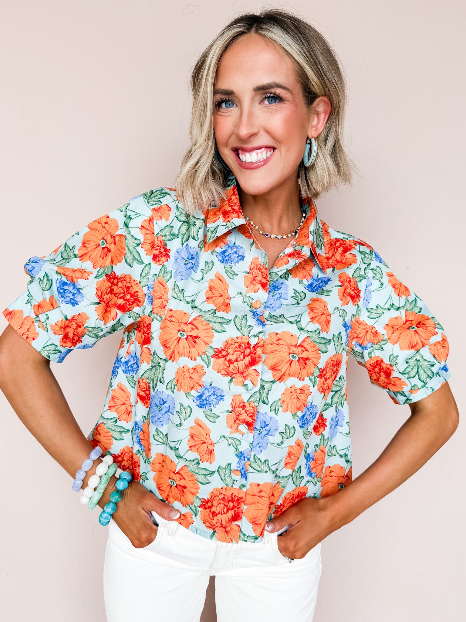 Mollie Floral Button Front Top