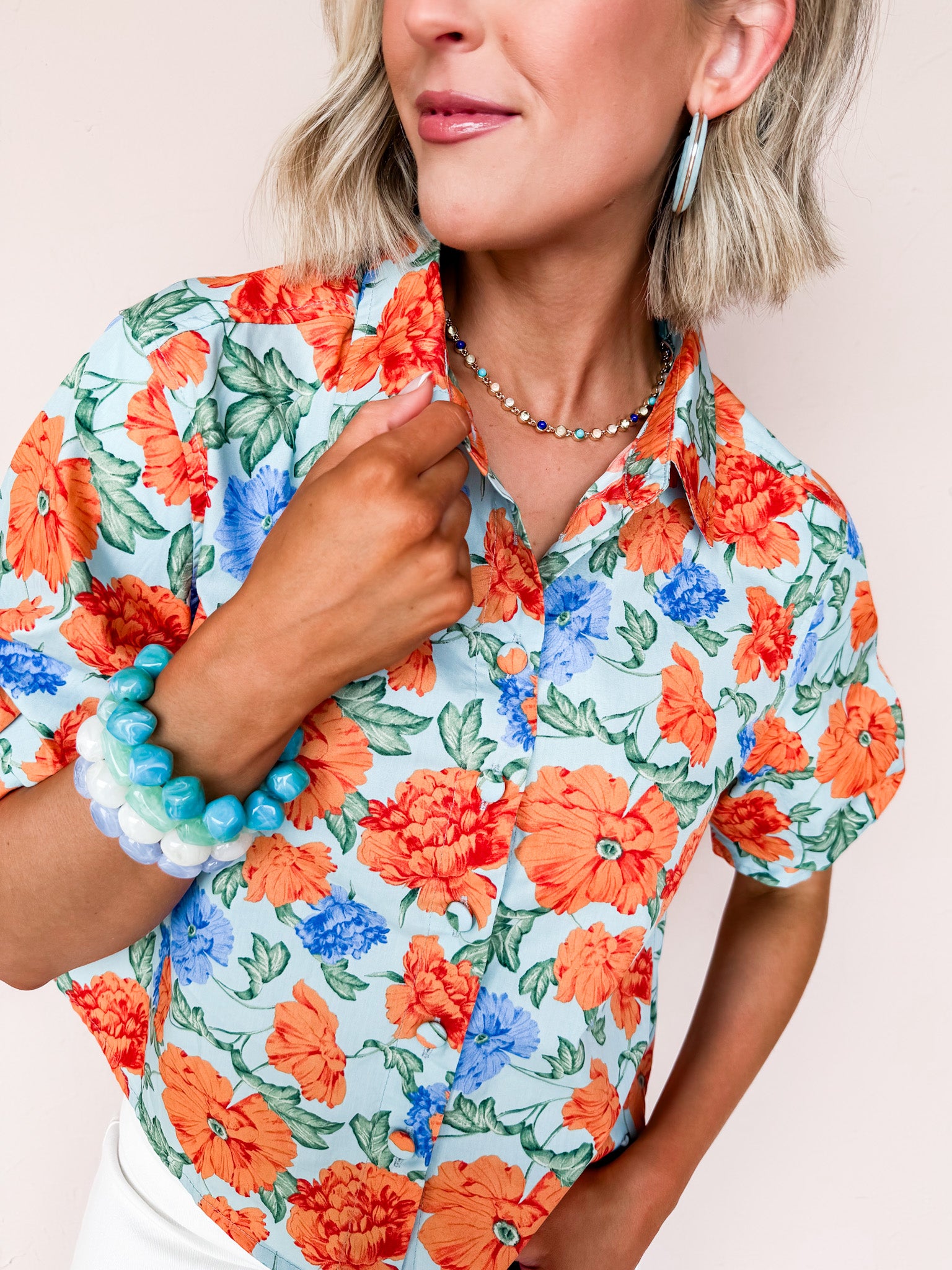 Mollie Floral Button Front Top