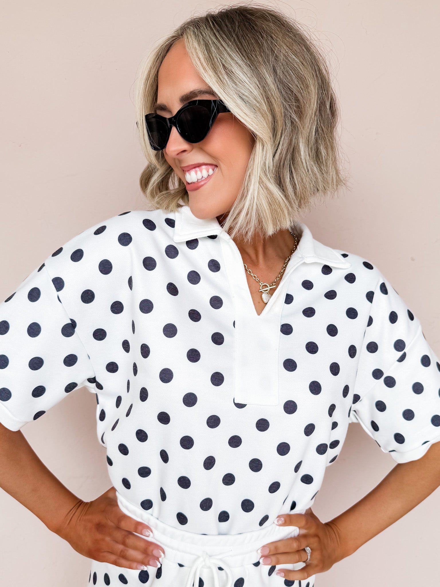 Rachel Polka Dot Skirt Set-Ivory