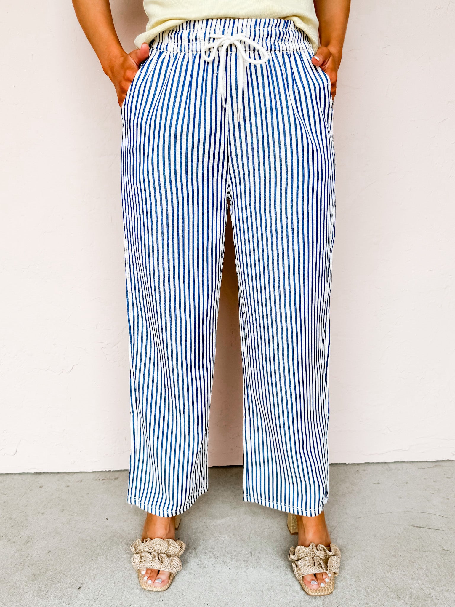 The Savannah Drawstring Pants-Navy
