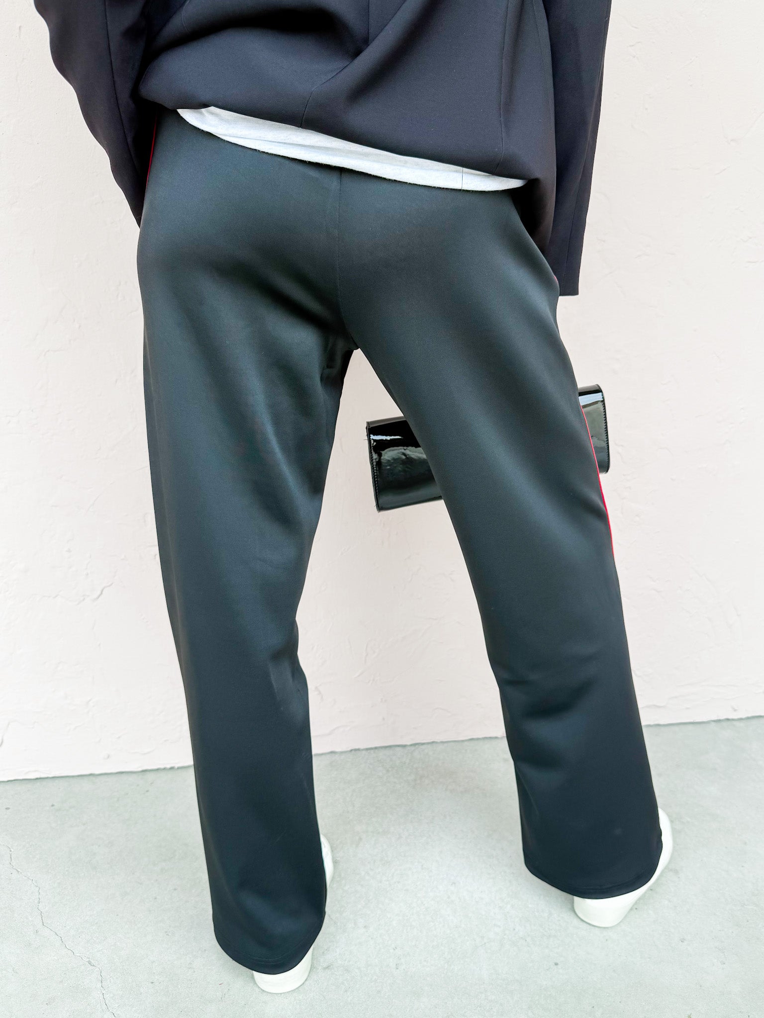 Avery Piped Track Pants-Black