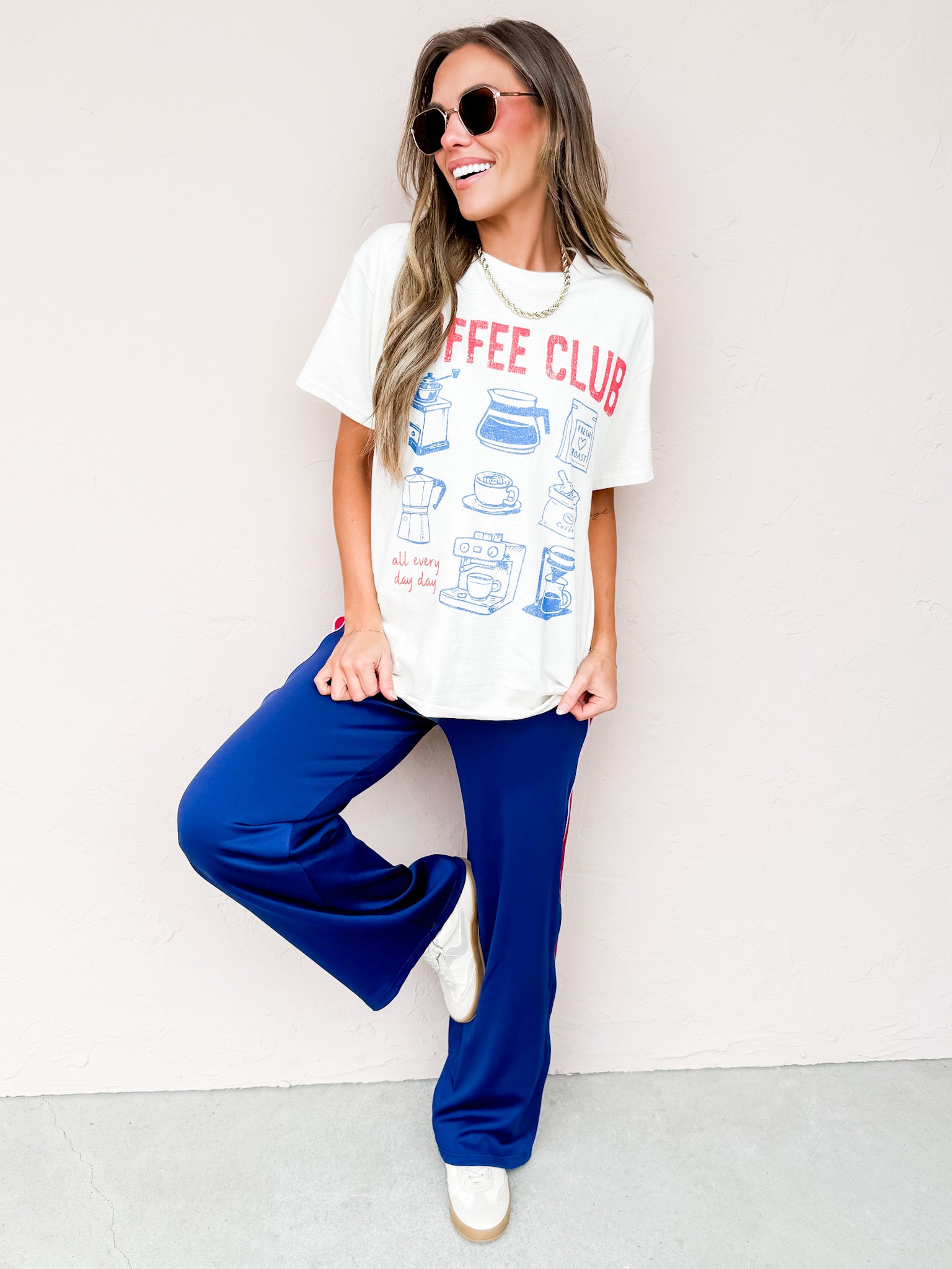 Harper Color Block Knit Track Pants-Navy