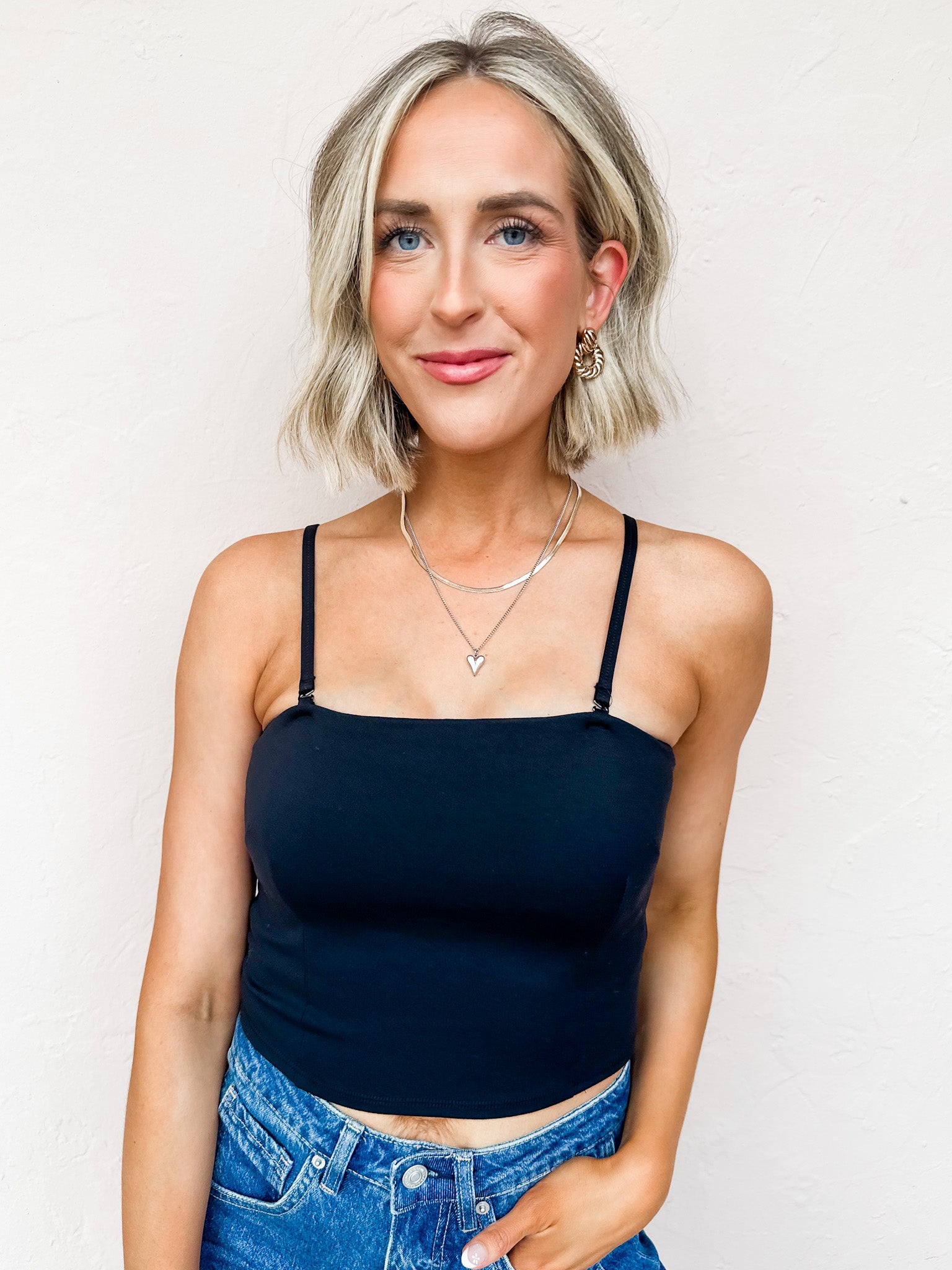 Emmie Spaghetti Strap Top-Black