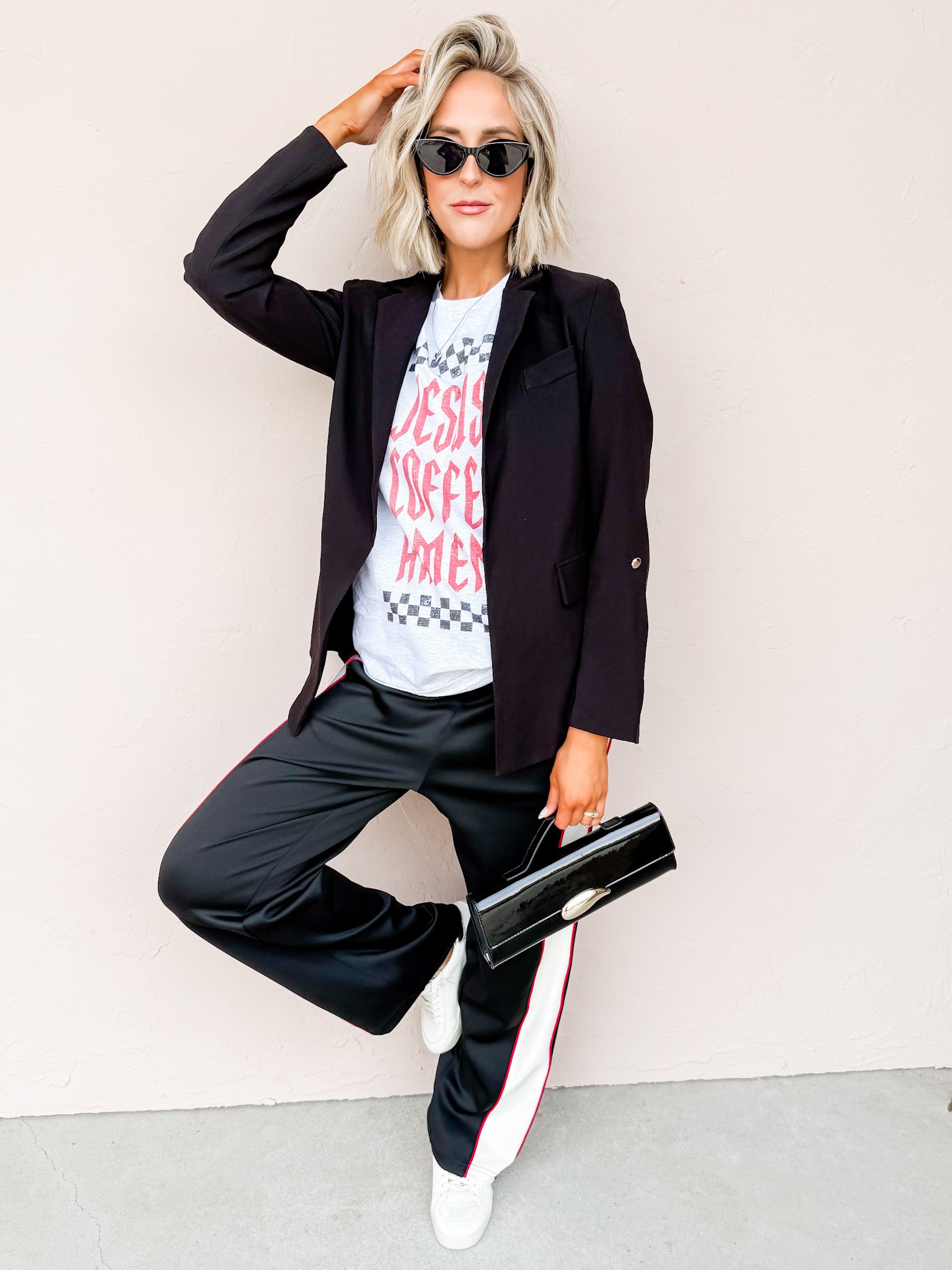 Avery Piped Track Pants-Black