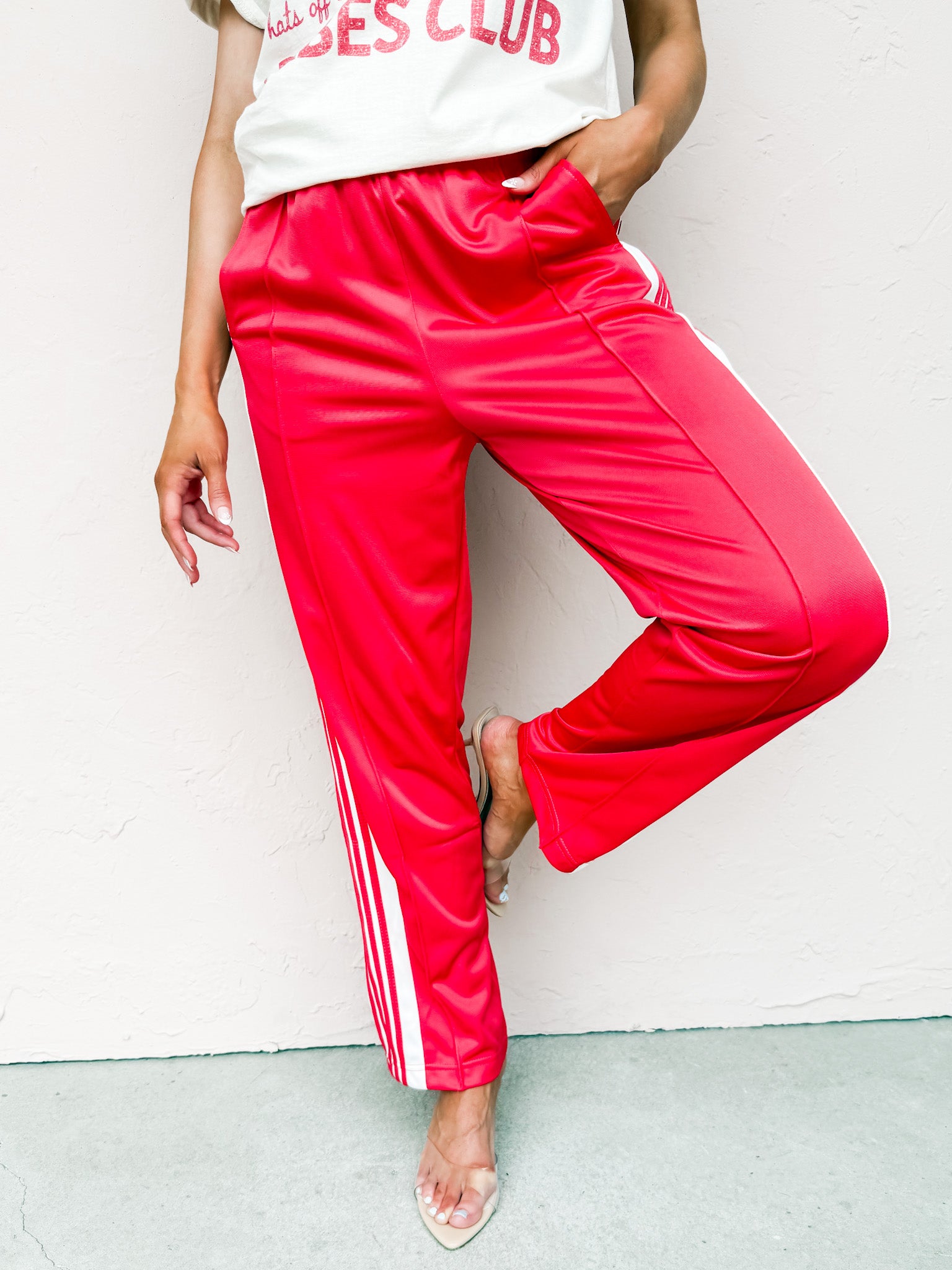 Kinsley Tear Away Track Pants-Red