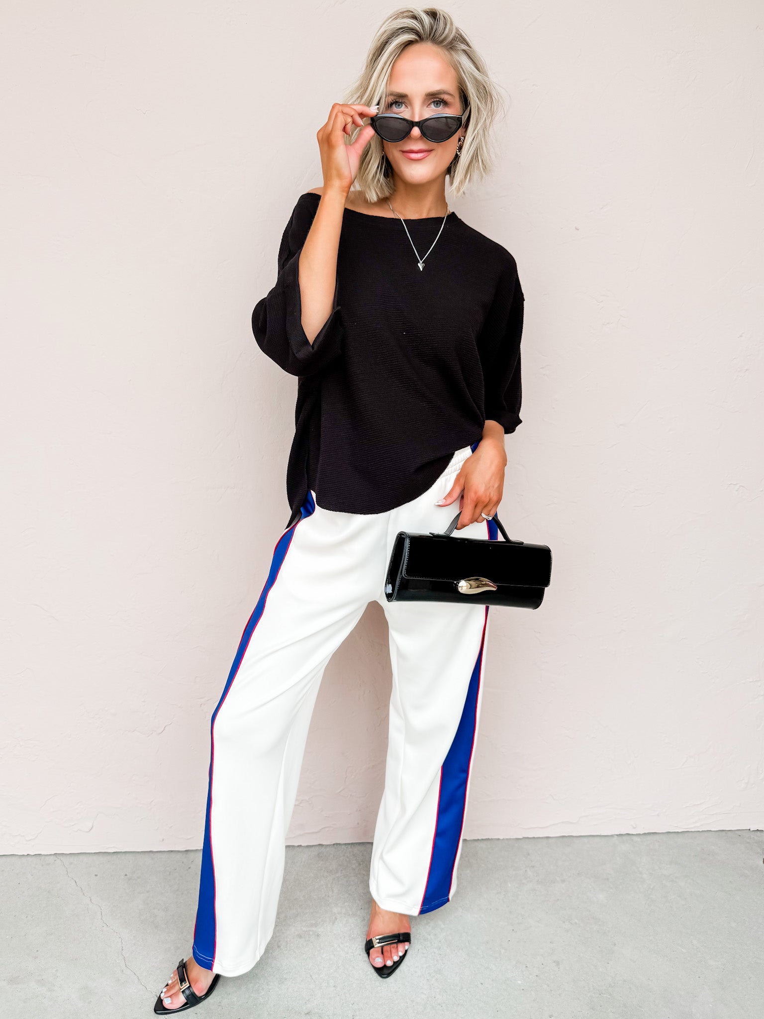 Rainy Waffle Knit Top-Black