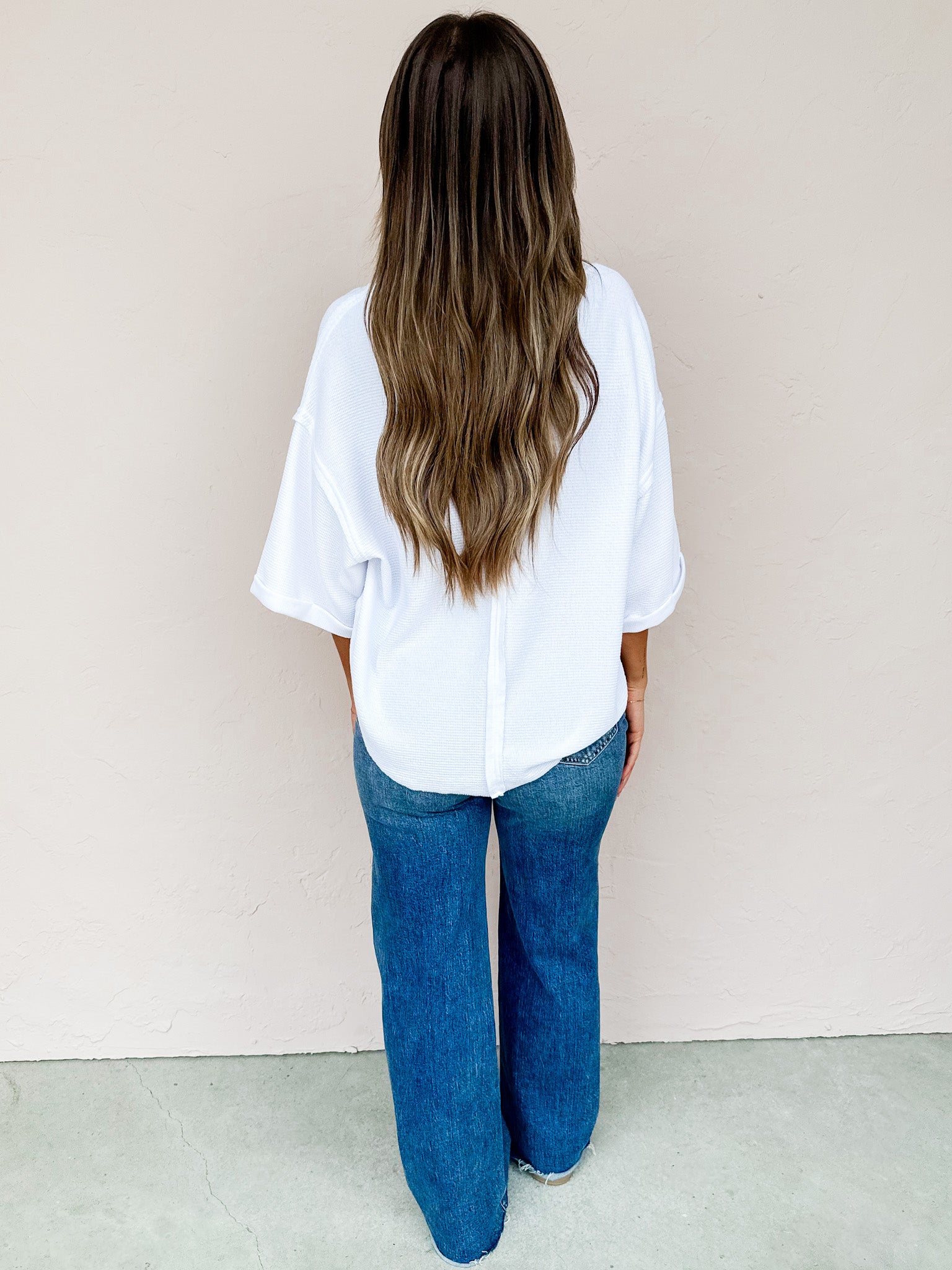 Rainy Waffle Knit Top-White