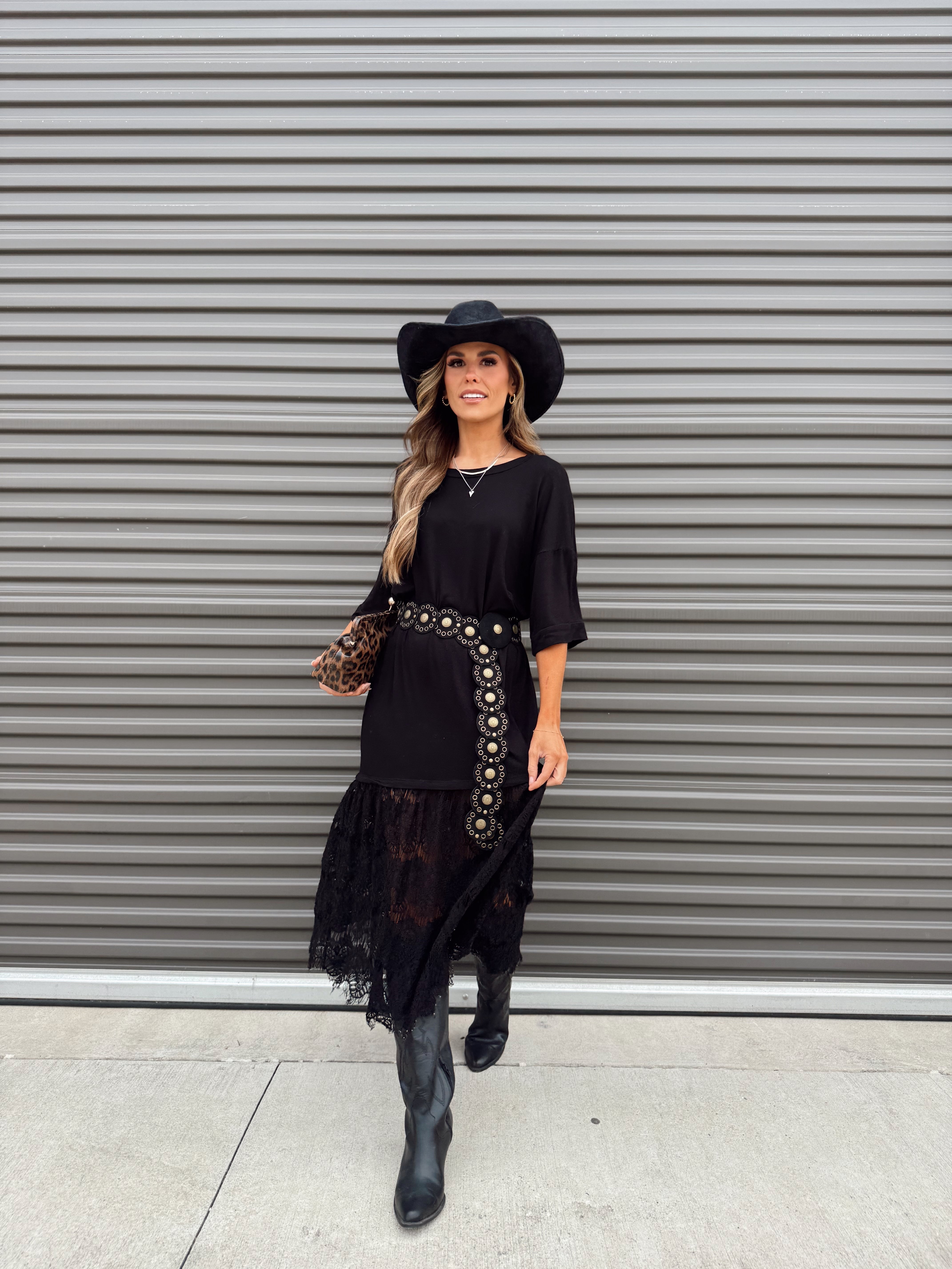 The Carley Dress – Made in USA Jersey T-Shirt Dress with Lace Hem