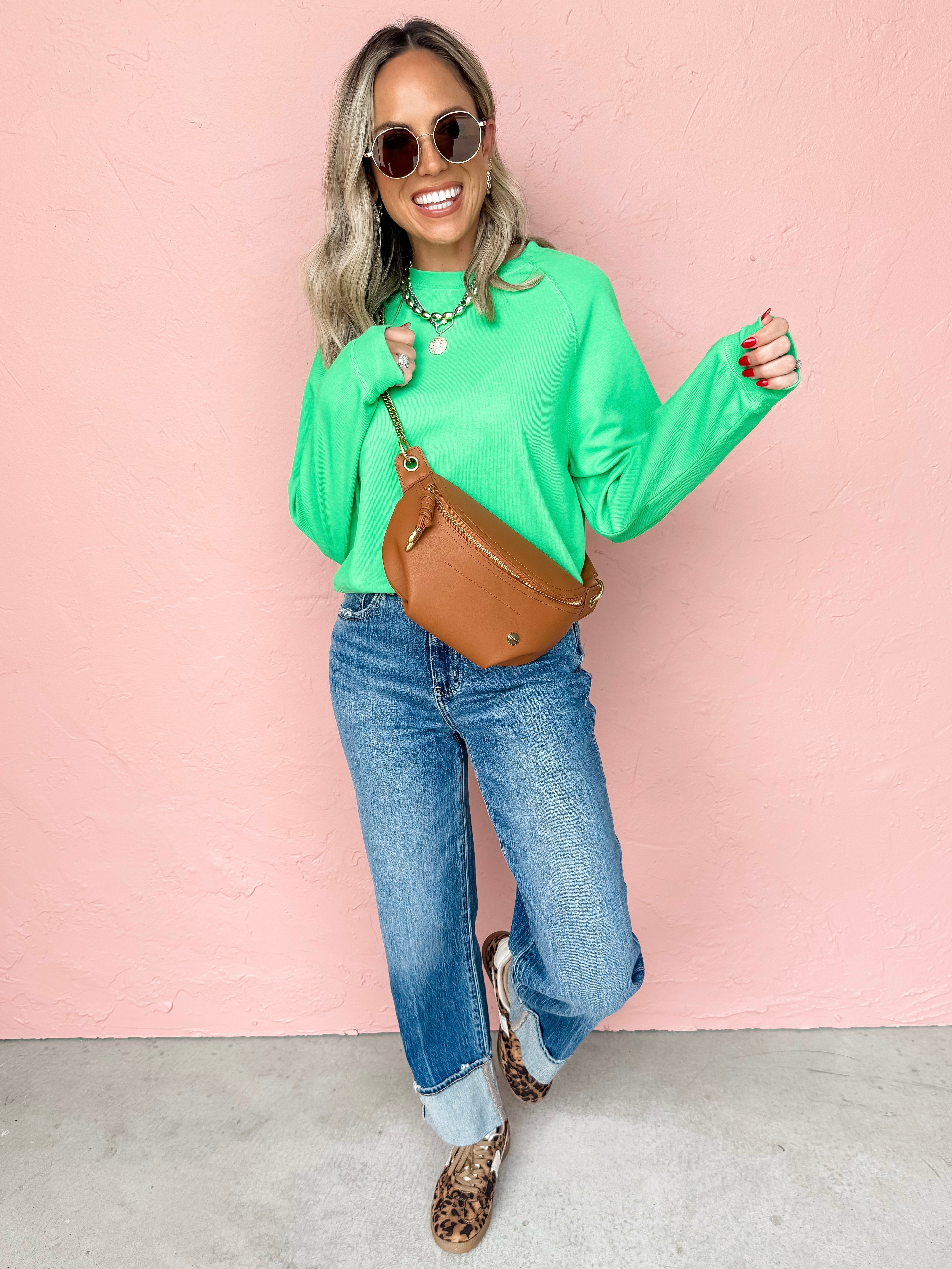 A Path To Follow Lightweight Sweatshirt-Apple Green