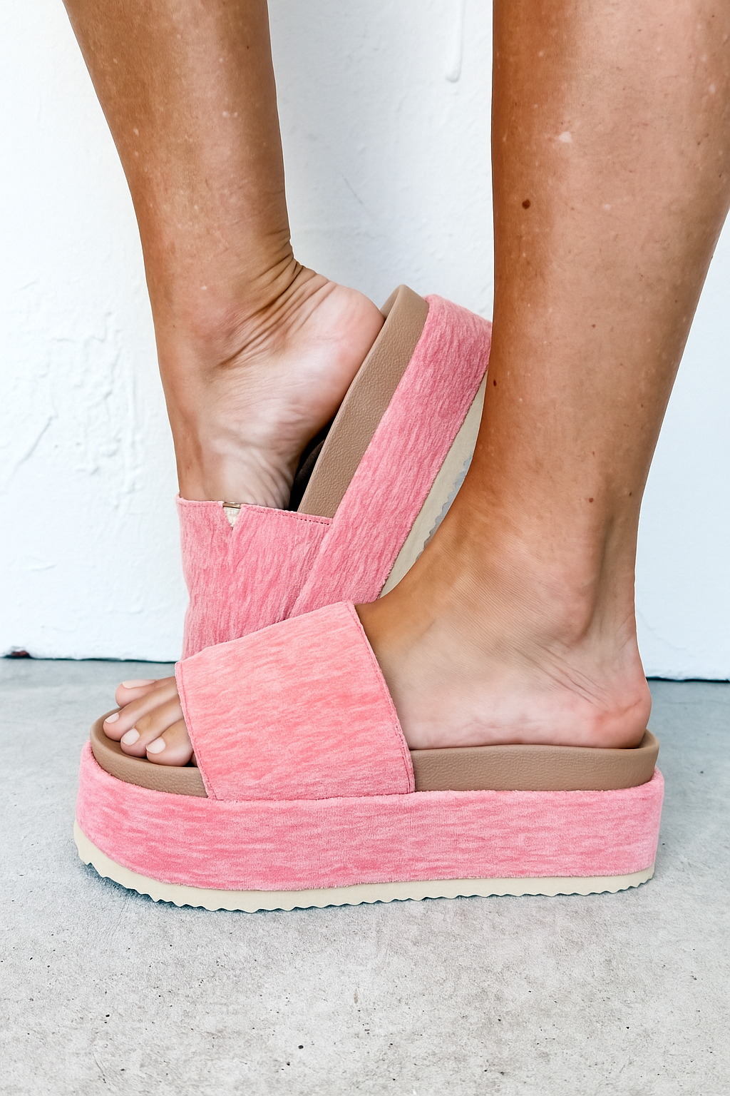 Tina Platform Slide Sandals-Guava