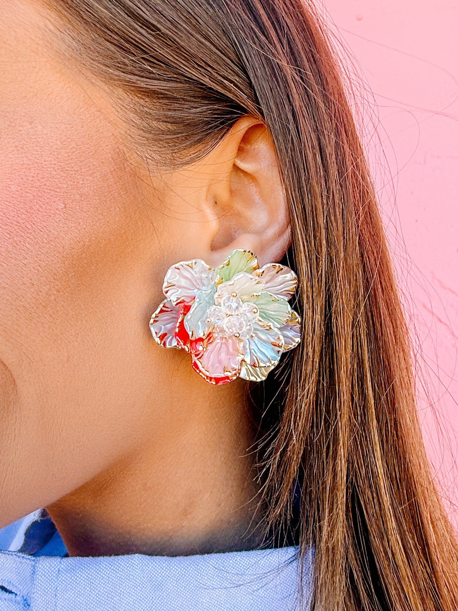 Addie Flower Petal Earrings-Multi Color