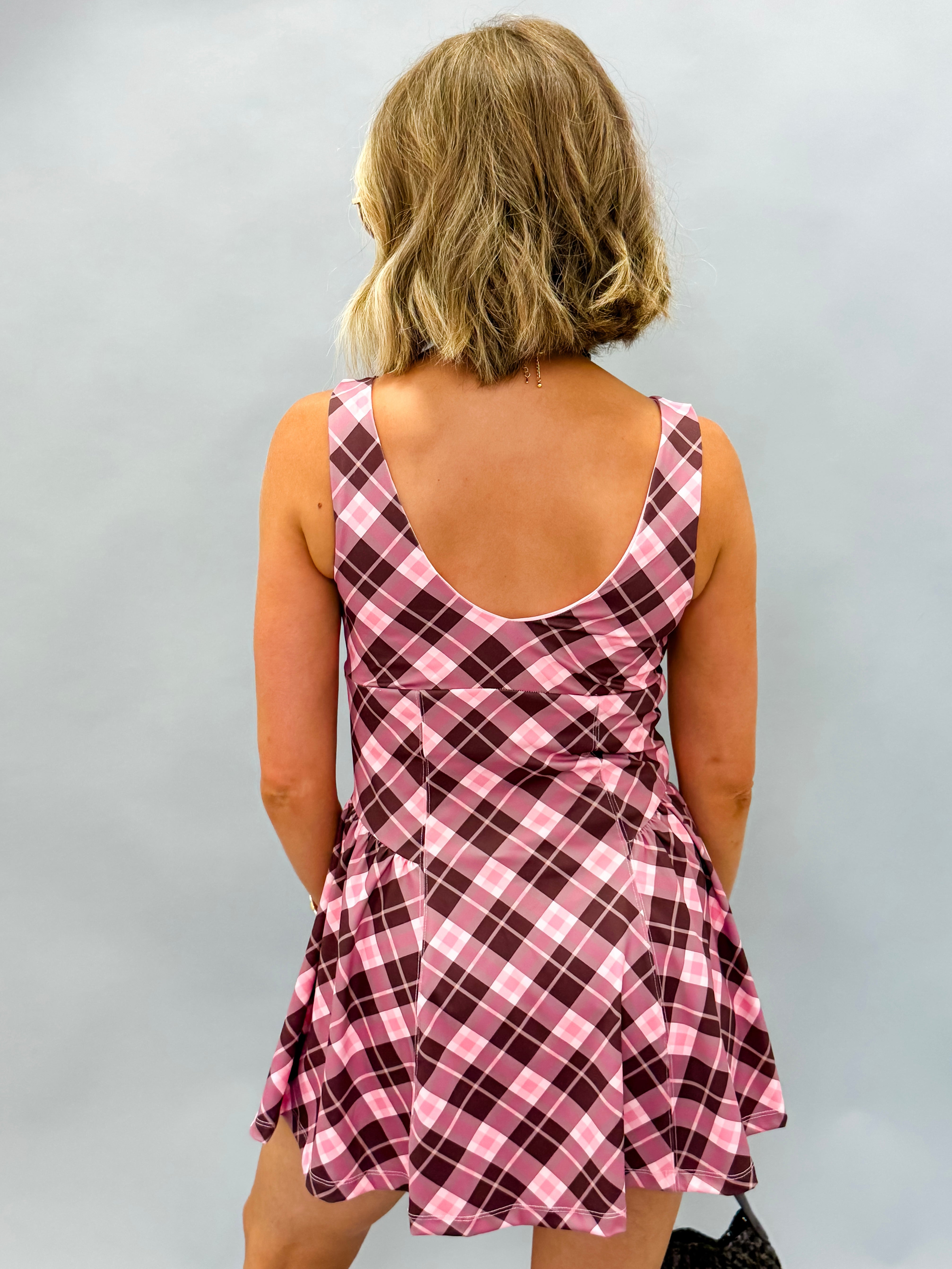 Addie Plaid Scoopneck Active Dress