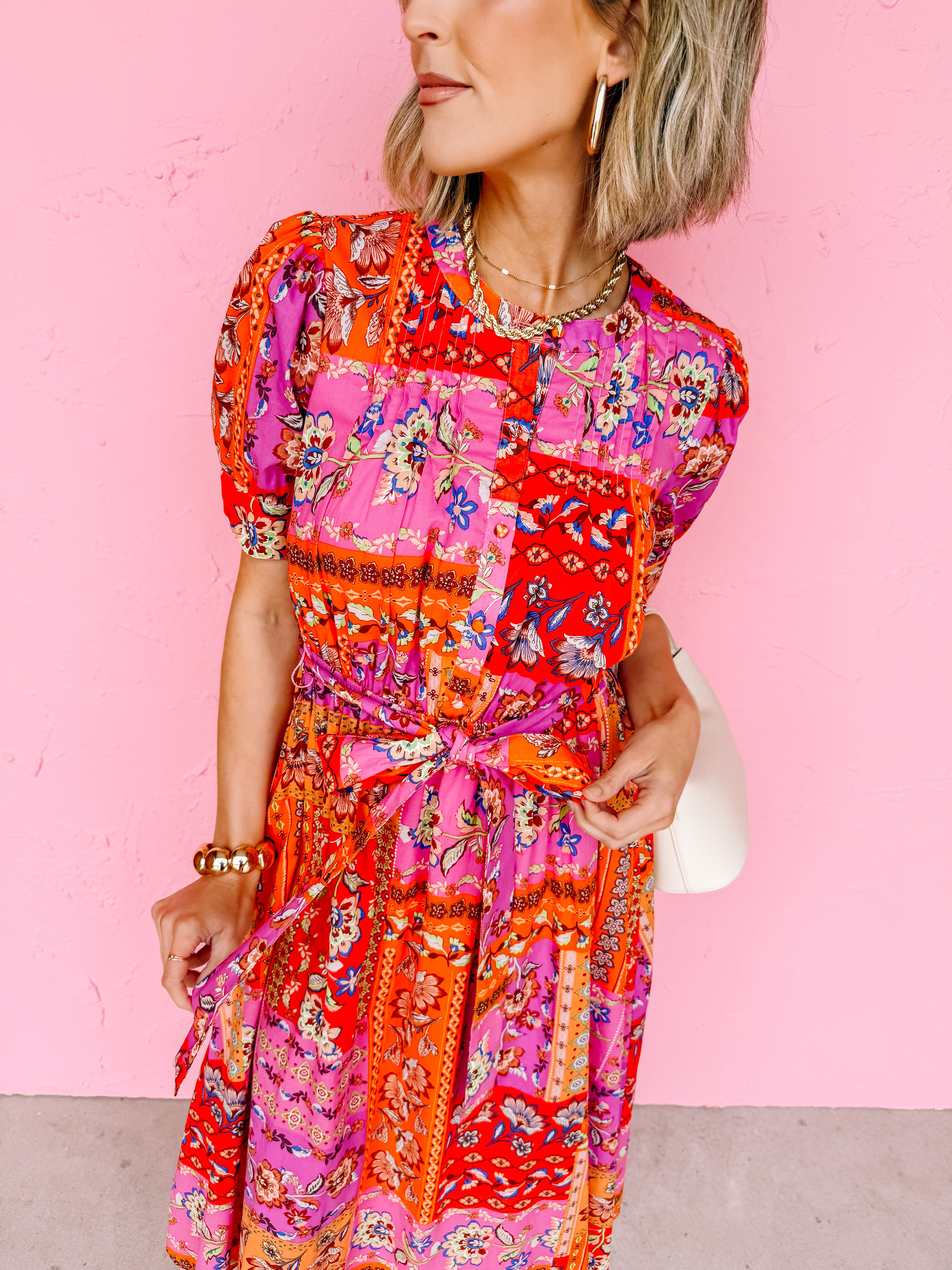 Addison Patchwork Print Belted Maxi Dress
