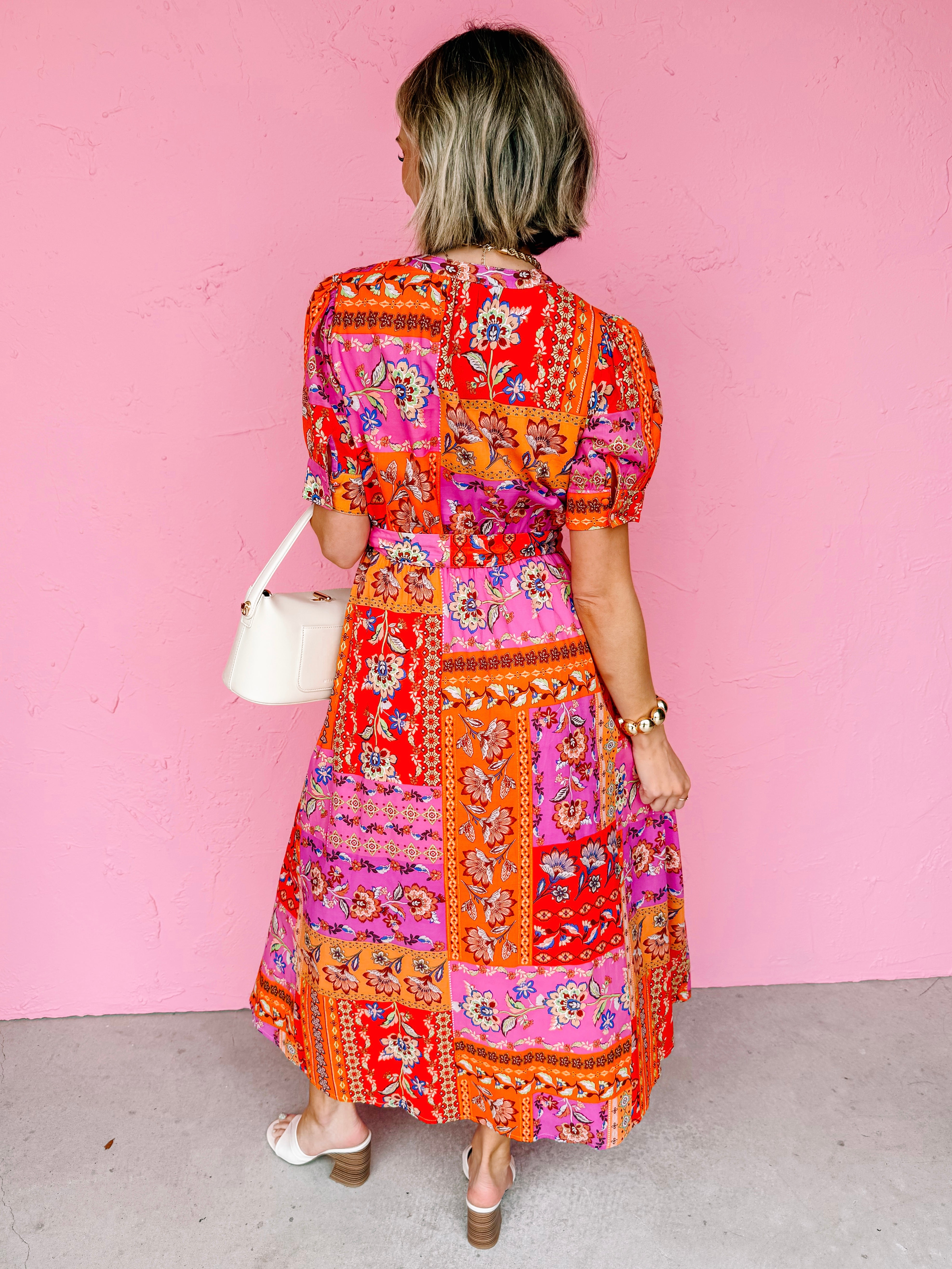 Addison Patchwork Print Belted Maxi Dress
