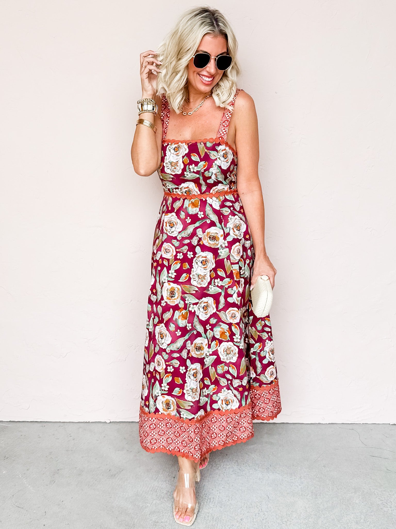 Afternoon Blooms Floral Sleeveless Midi Dress