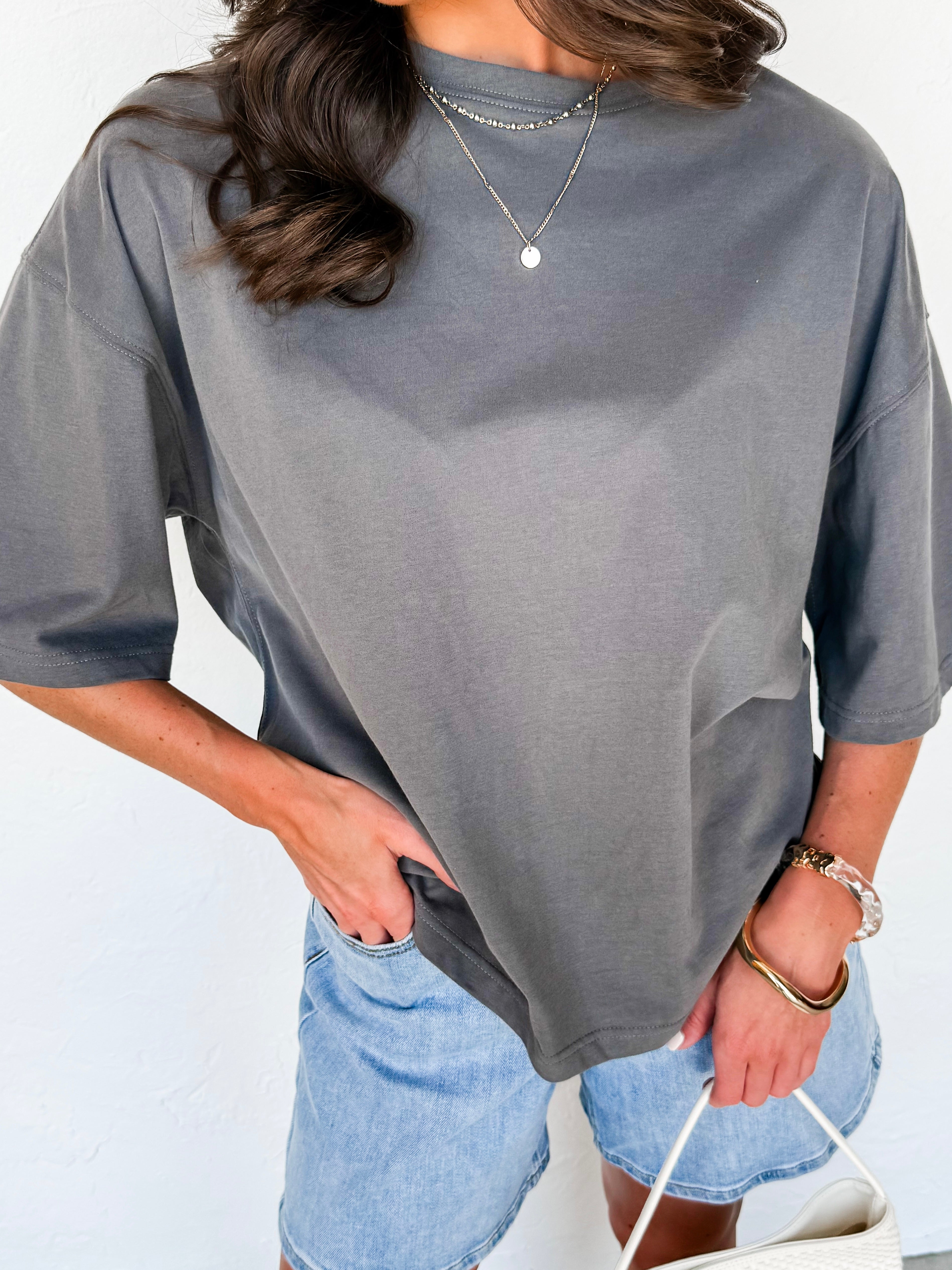 Alania Oversized Boxy Tee-Charcoal