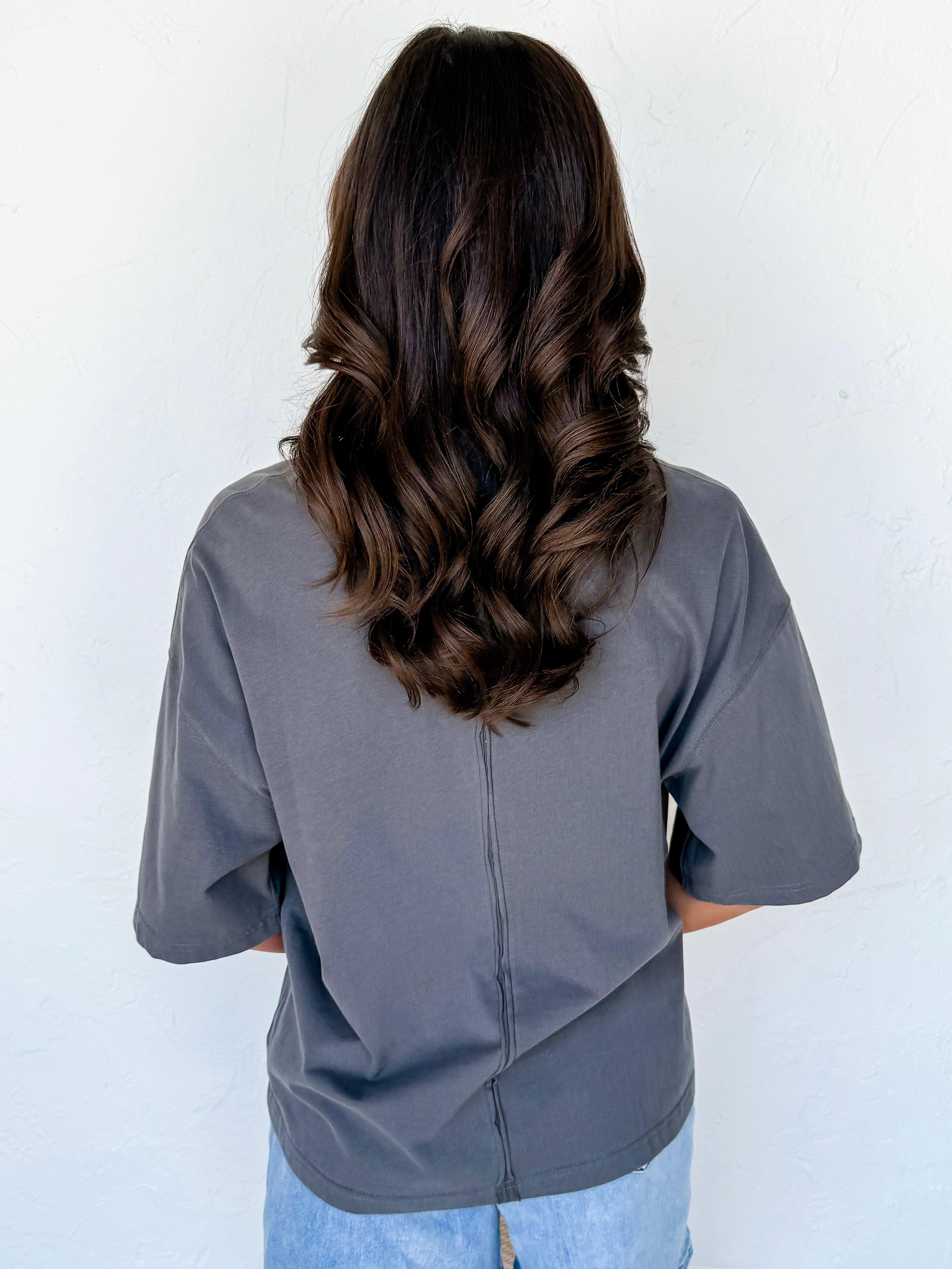Alania Oversized Boxy Tee-Charcoal