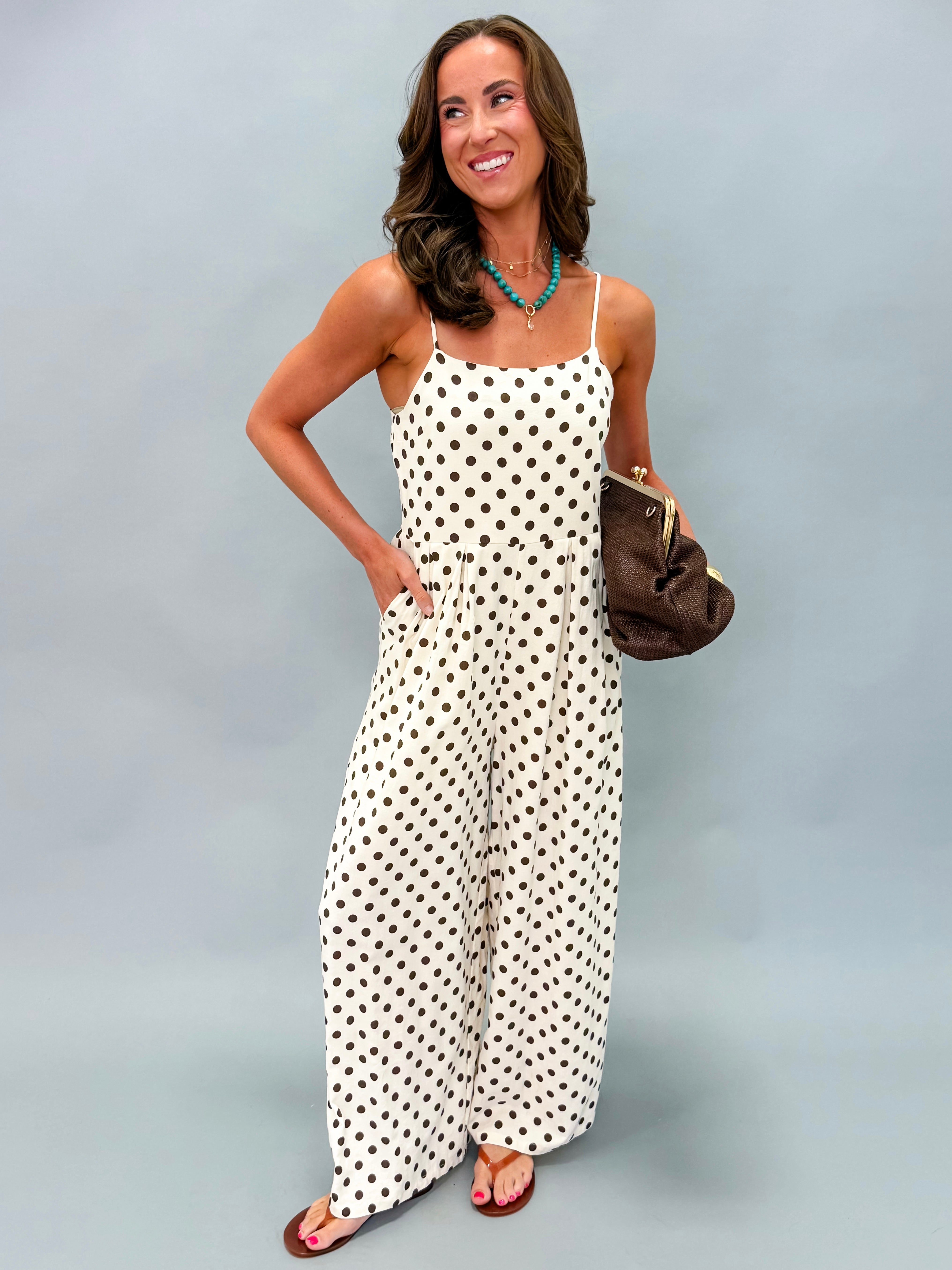 Aliza Polka Dot Wide Leg Jumpsuit