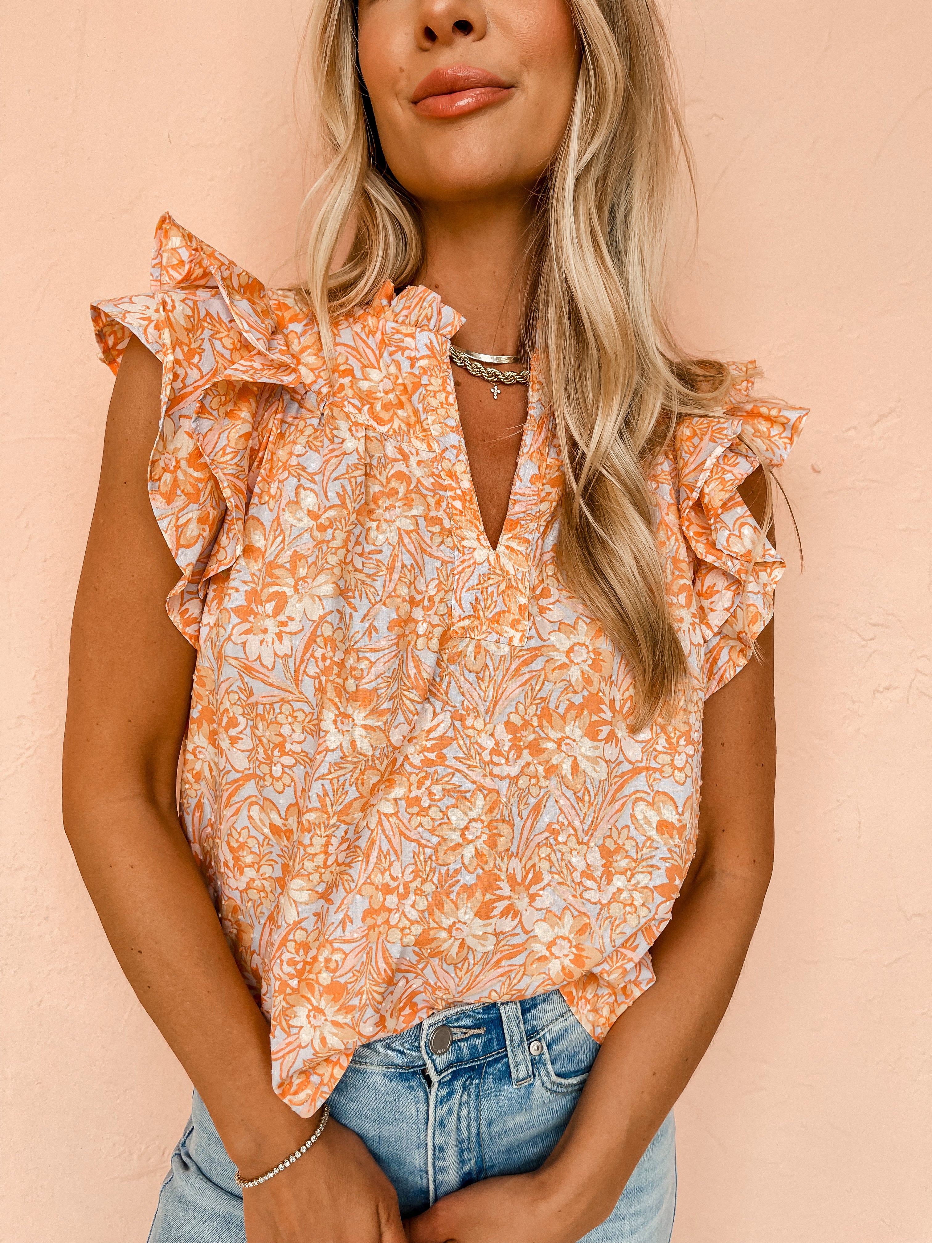 All About Spring Ruffled Sleeve Top