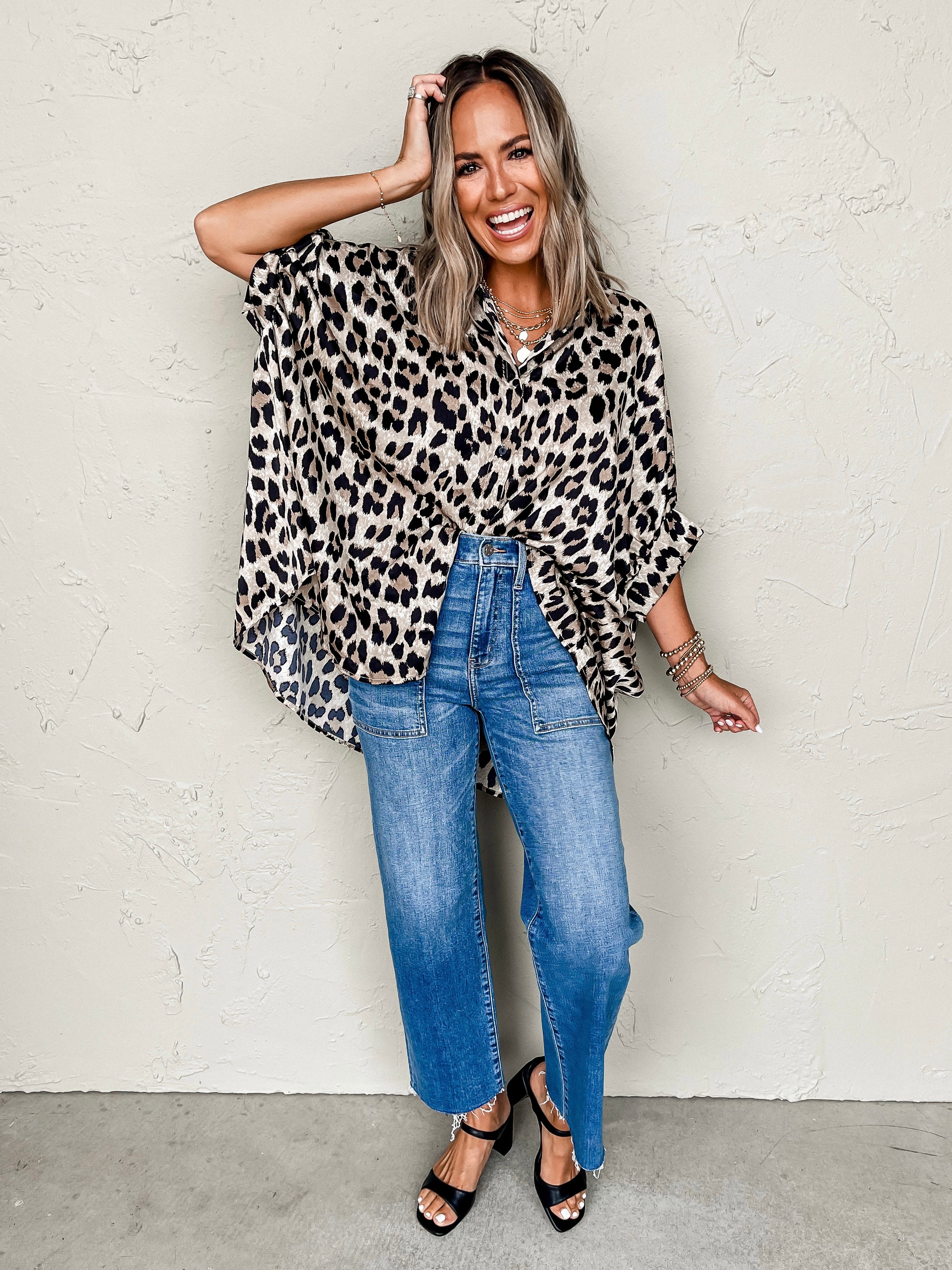 All In Theory Leopard Oversized Top