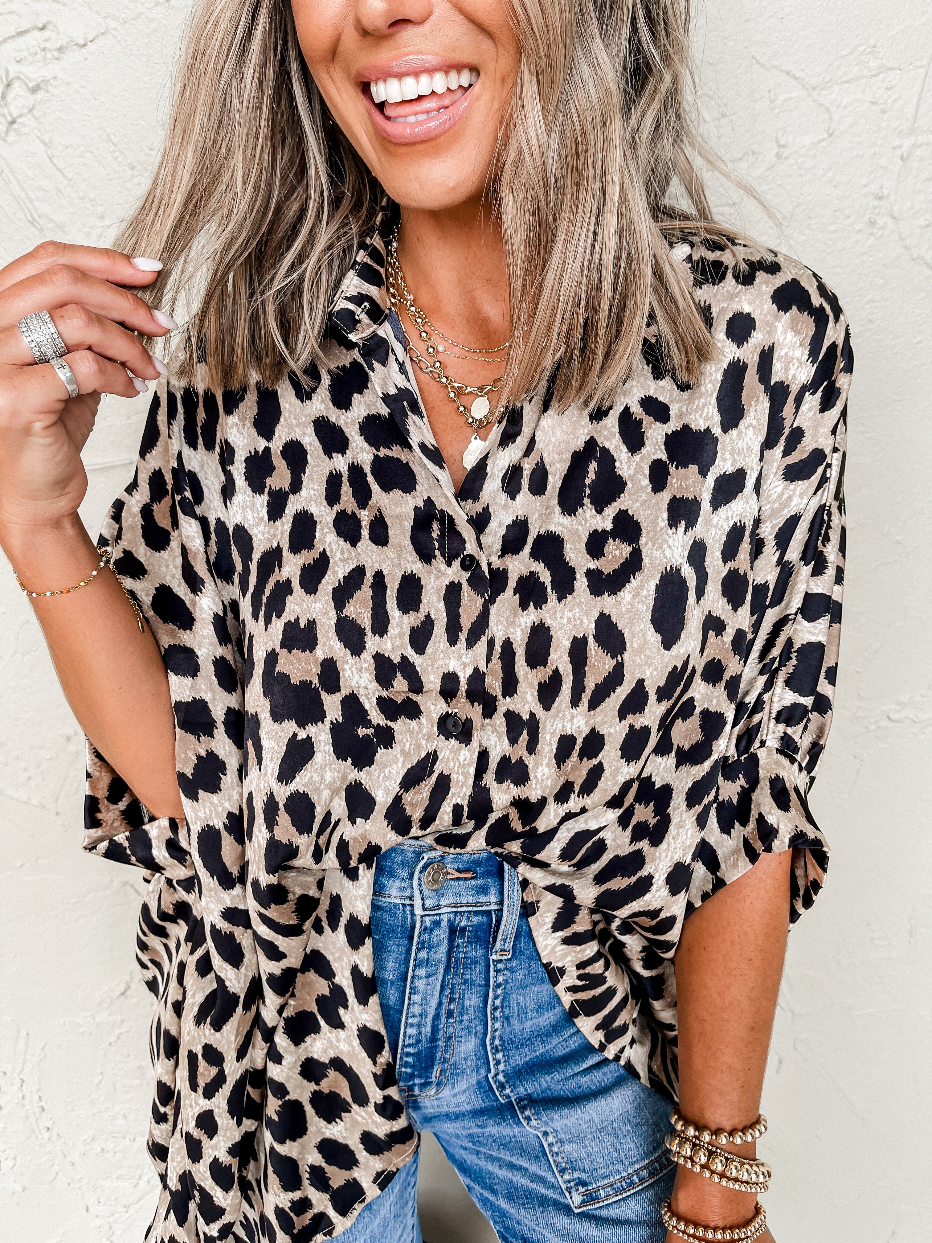 All In Theory Leopard Oversized Top