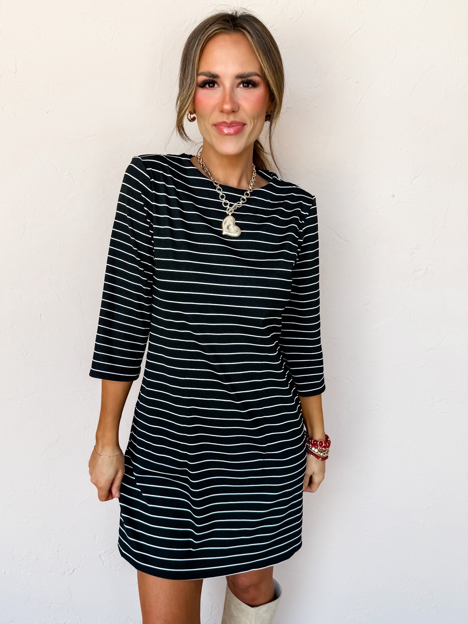 All In Theory Striped Shift Mini Dress