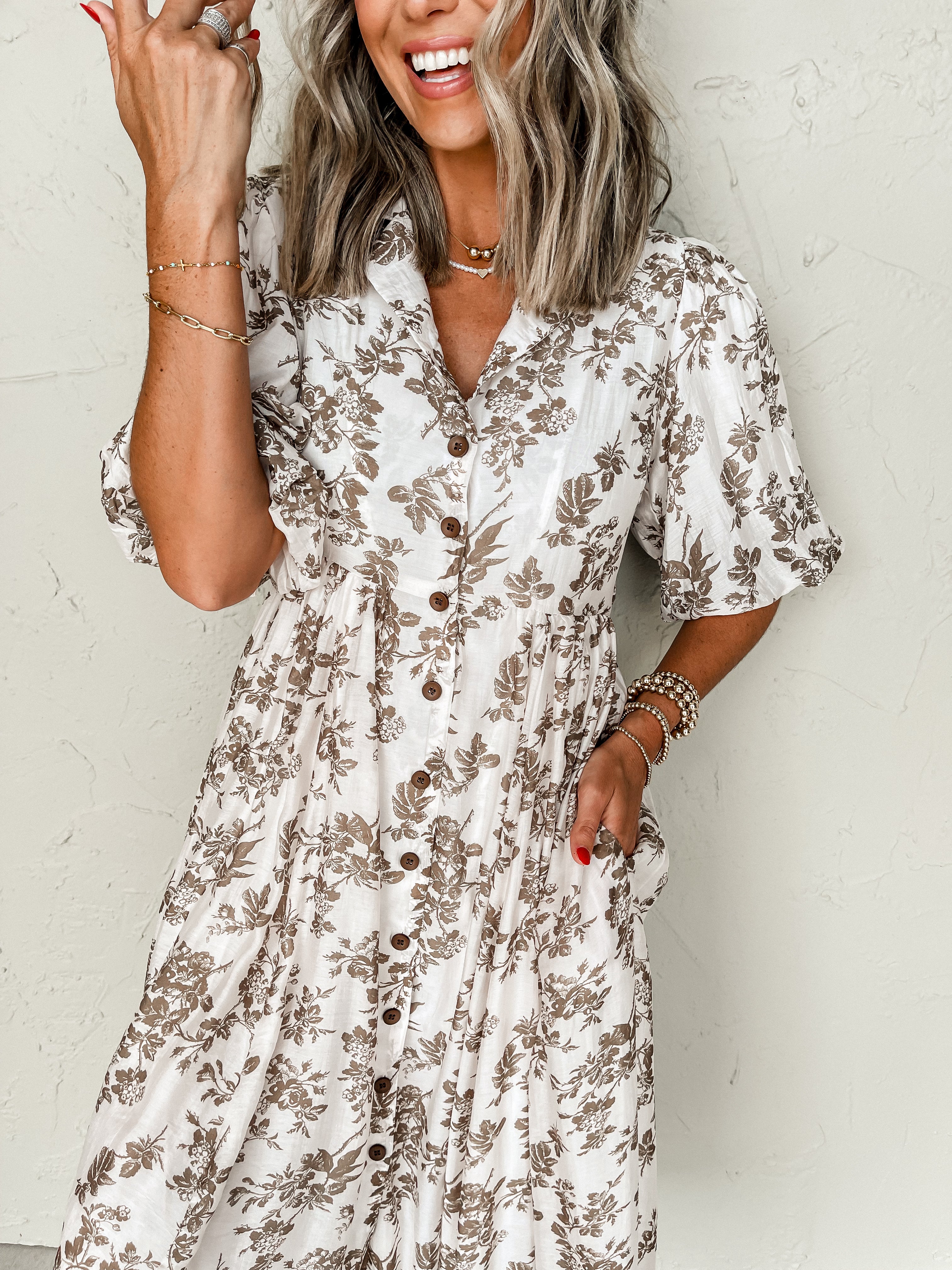 Alluring Appeal Floral Button Front Dress