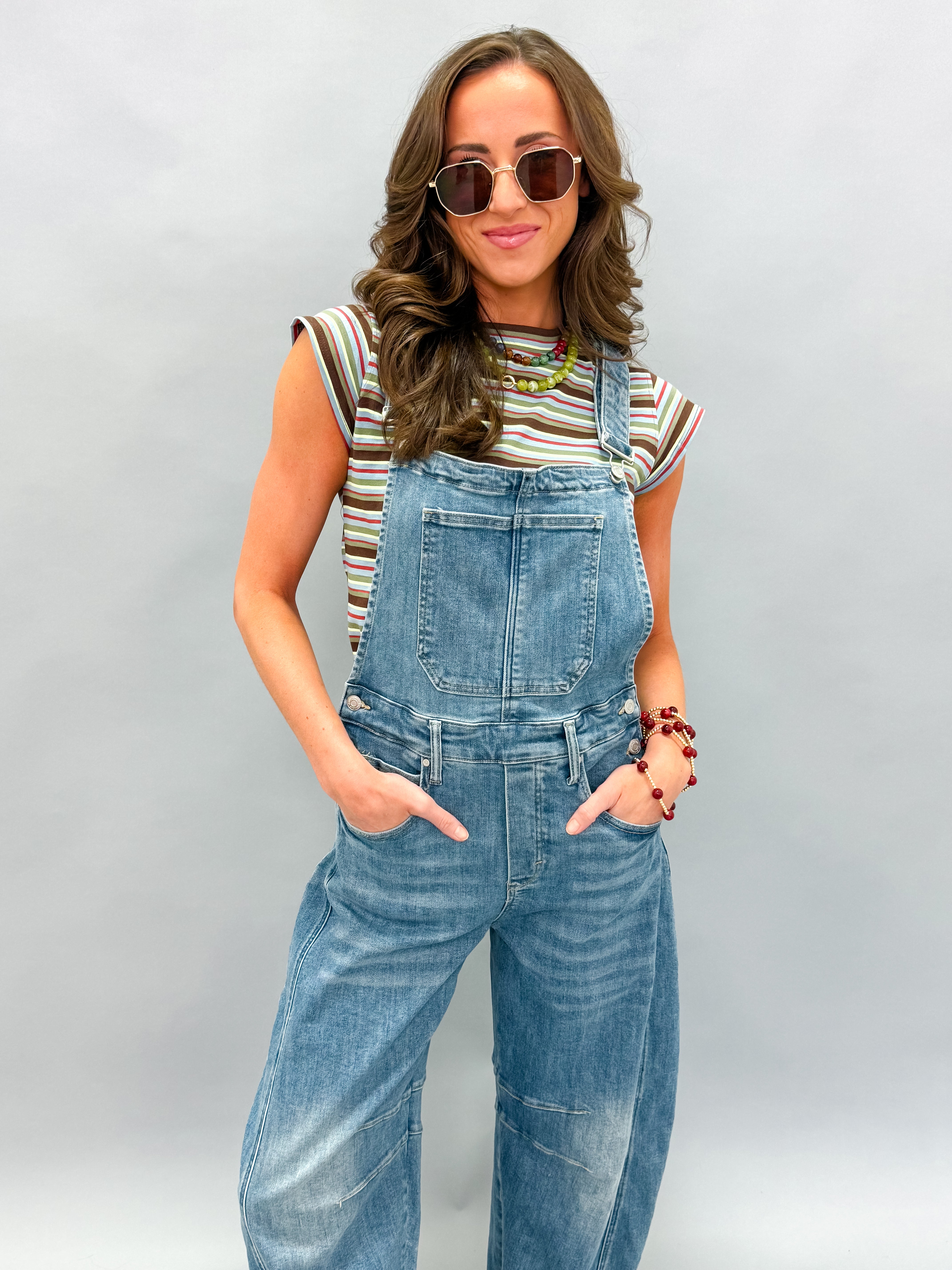 Ally Denim Barrel Leg Overall Jumpsuit