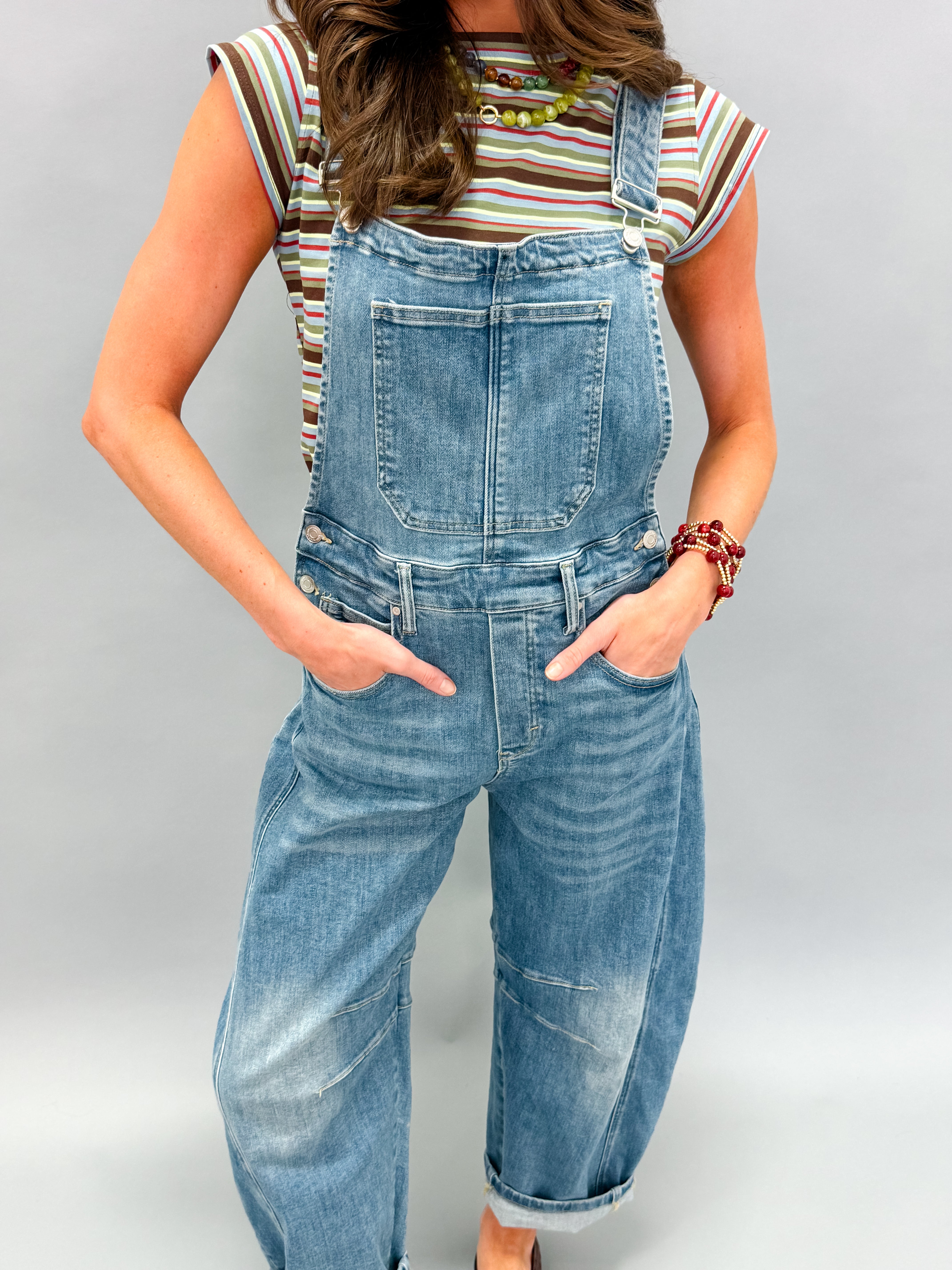 Ally Denim Barrel Leg Overall Jumpsuit