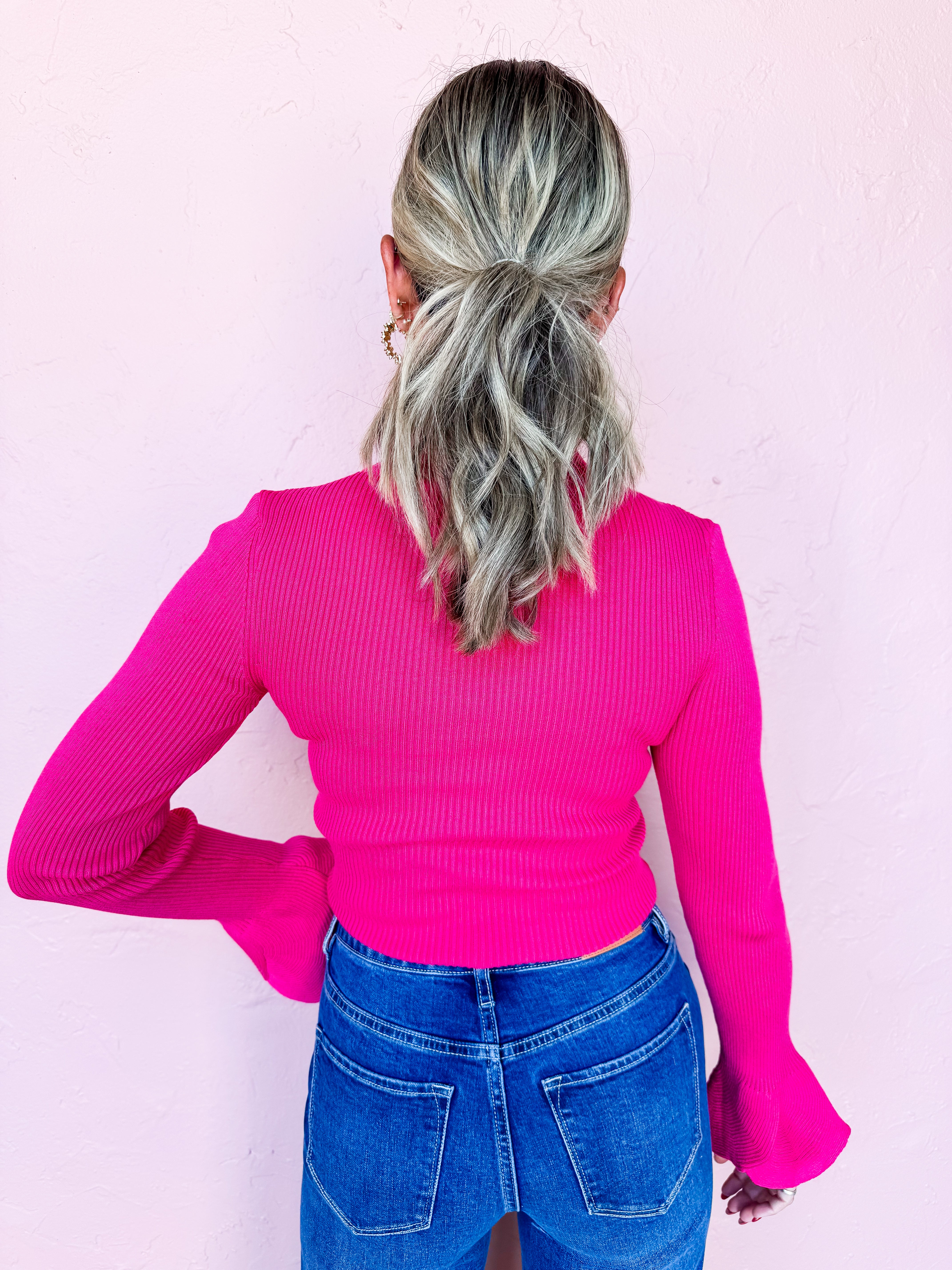 Almost Forever Mock Neck Sweater-Pink