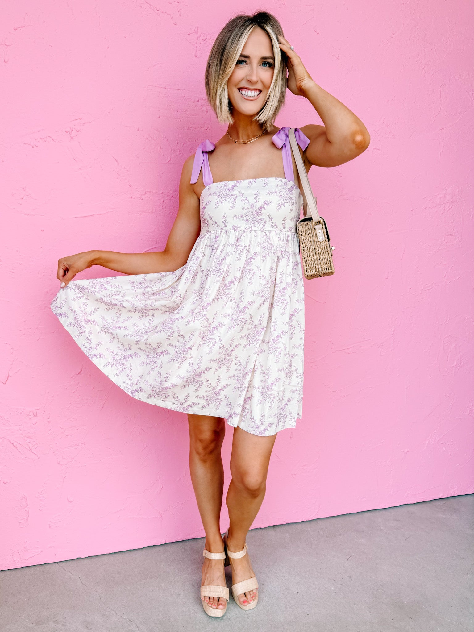 Alora Floral Tie Strap Mini Dress