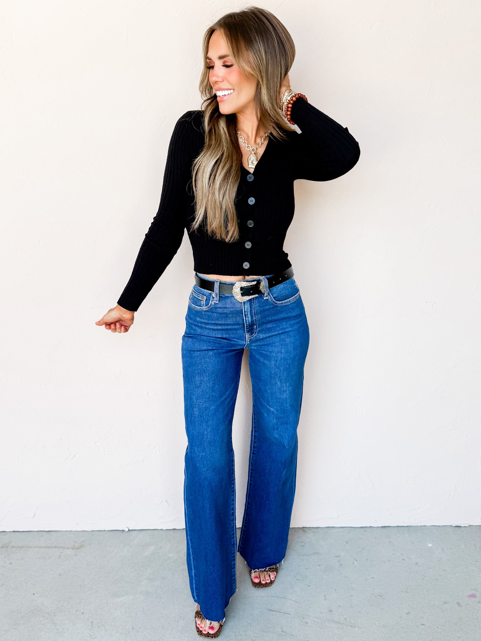 Always Beloved Button Front Sweater-Black