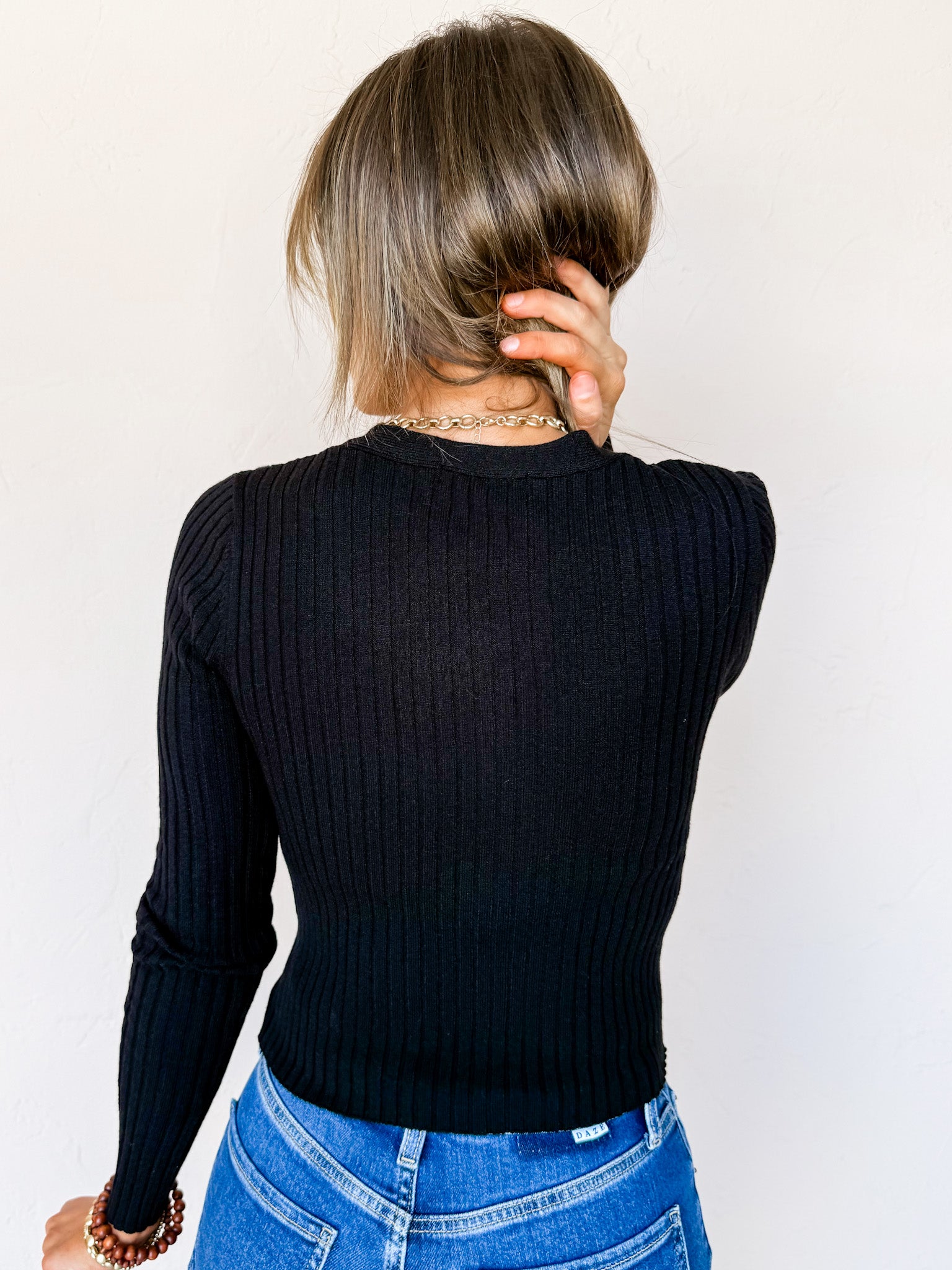 Always Beloved Button Front Sweater-Black