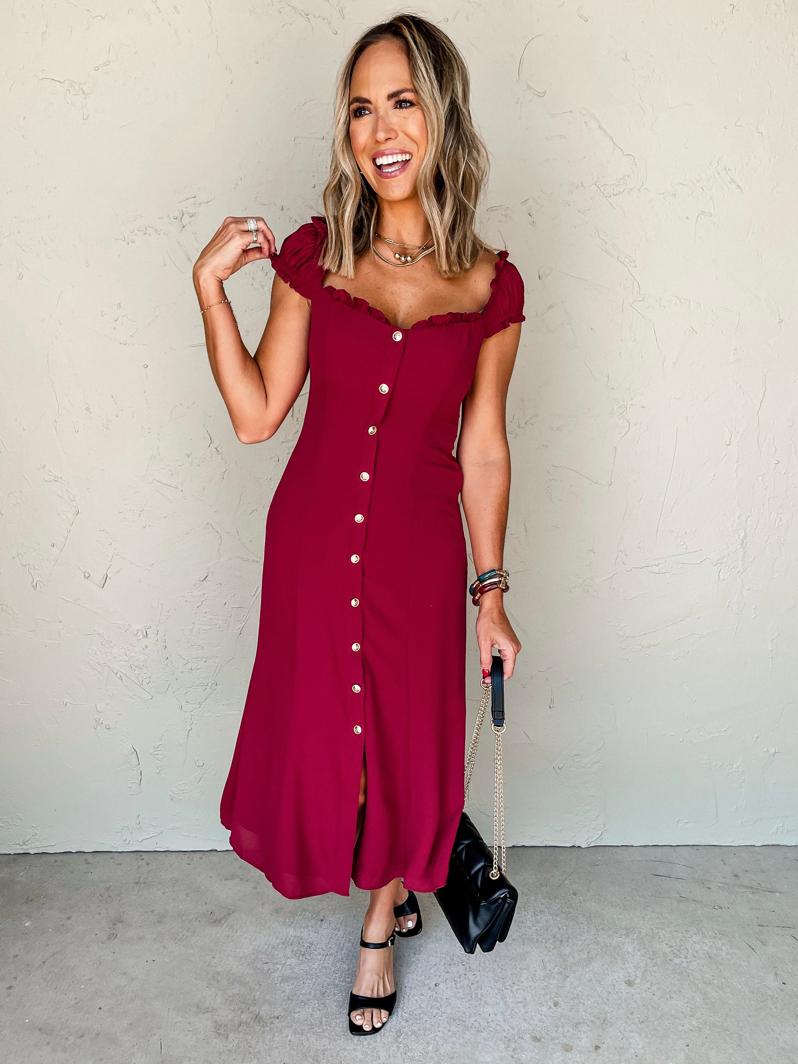 Always In Love Cap Sleeve Midi Dress