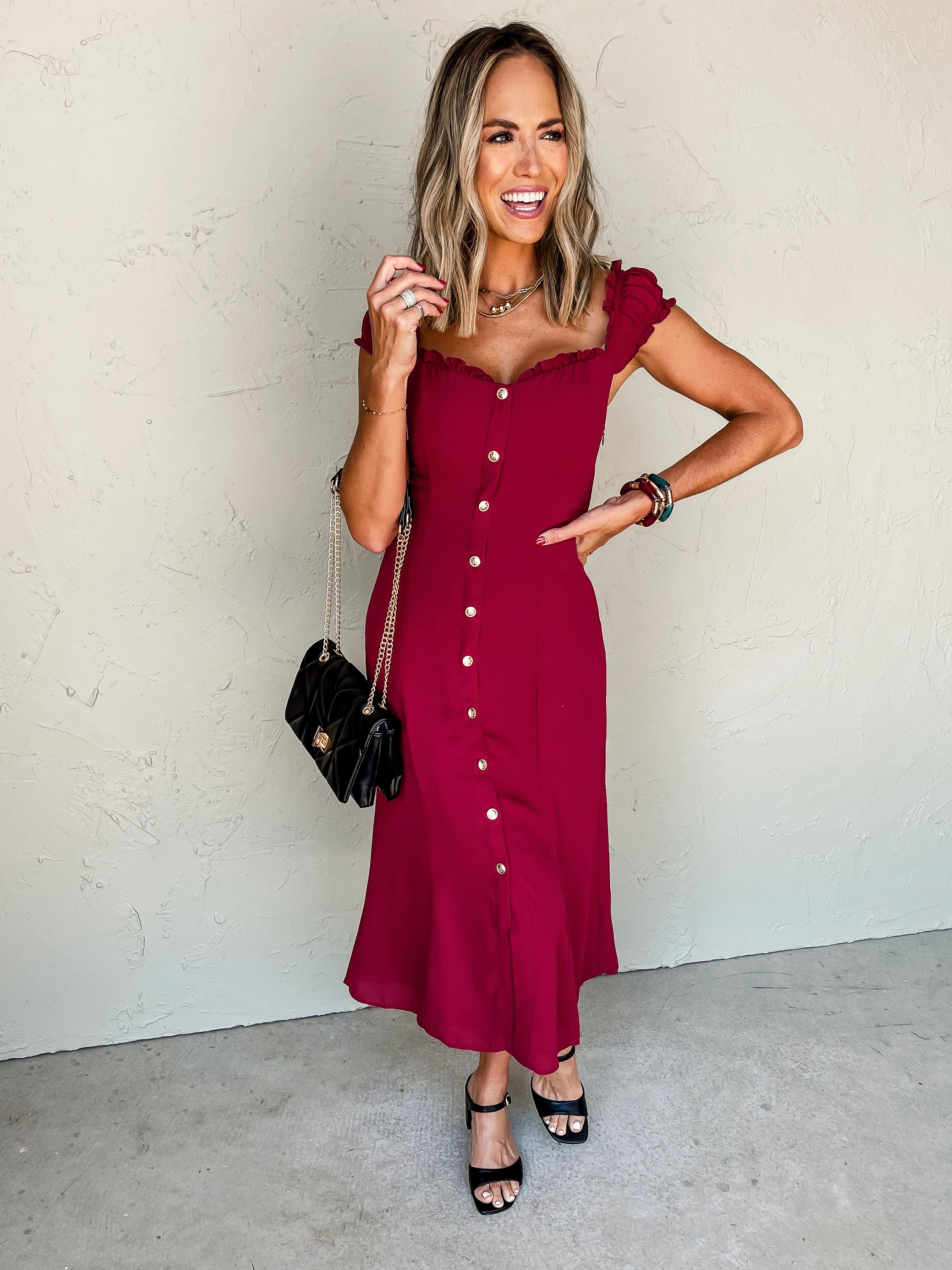 Always In Love Cap Sleeve Midi Dress