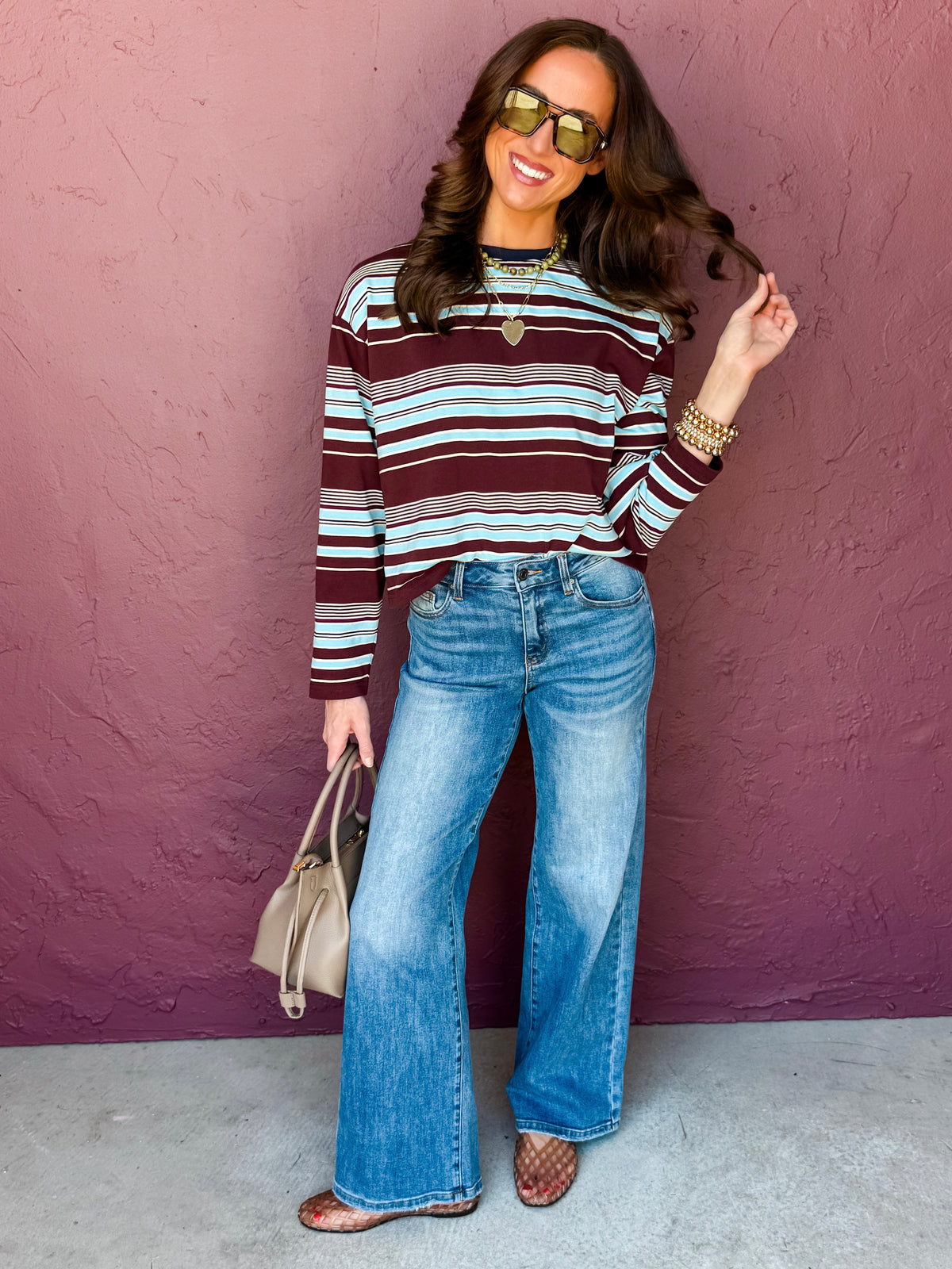 Amalia Drop Shoulder Striped Top